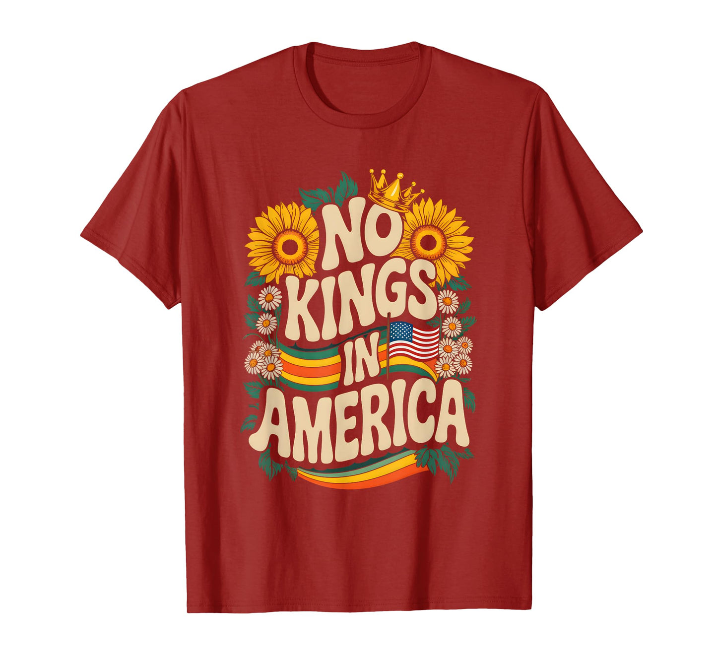 No Kings In America Retro Floral 70s Women T-Shirt