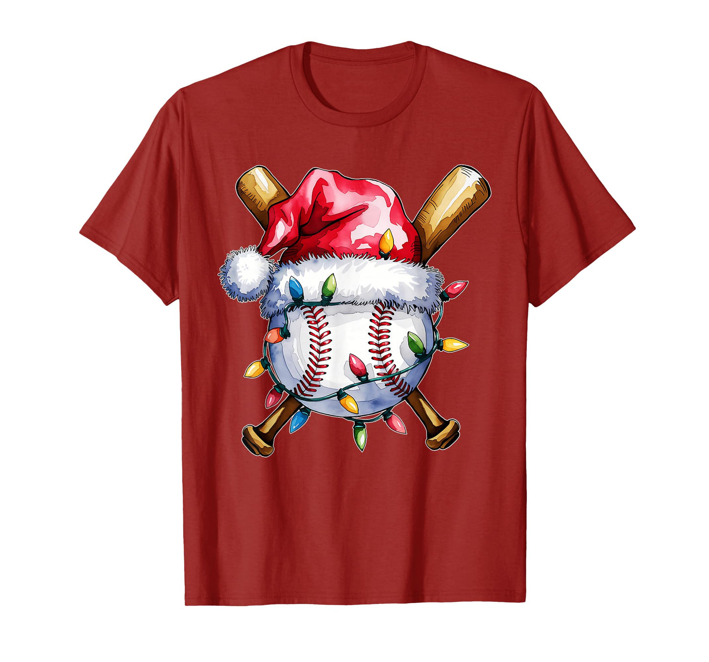 Santa Sports Design For Men Boys Christmas Baseball Player T-Shirt