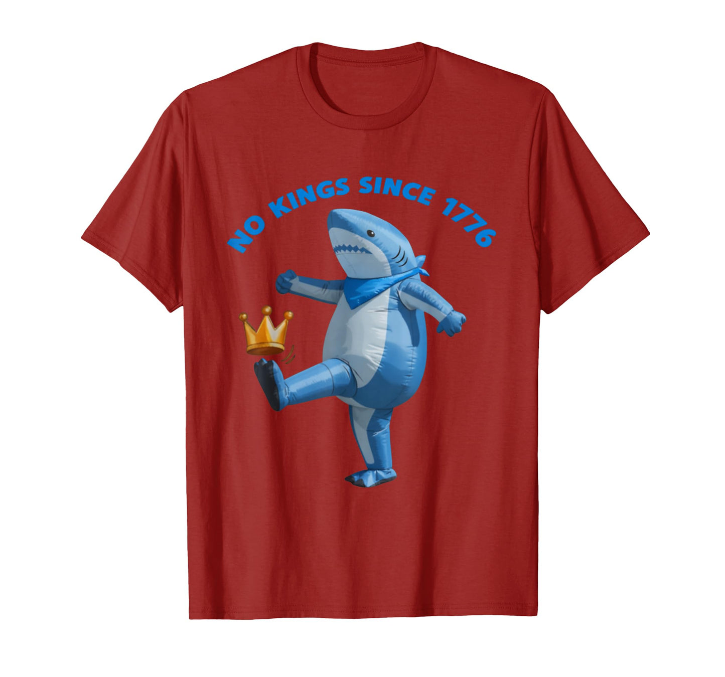 No Kings Since 1776 Portland Shark Kicking Crown Retro T-Shirt