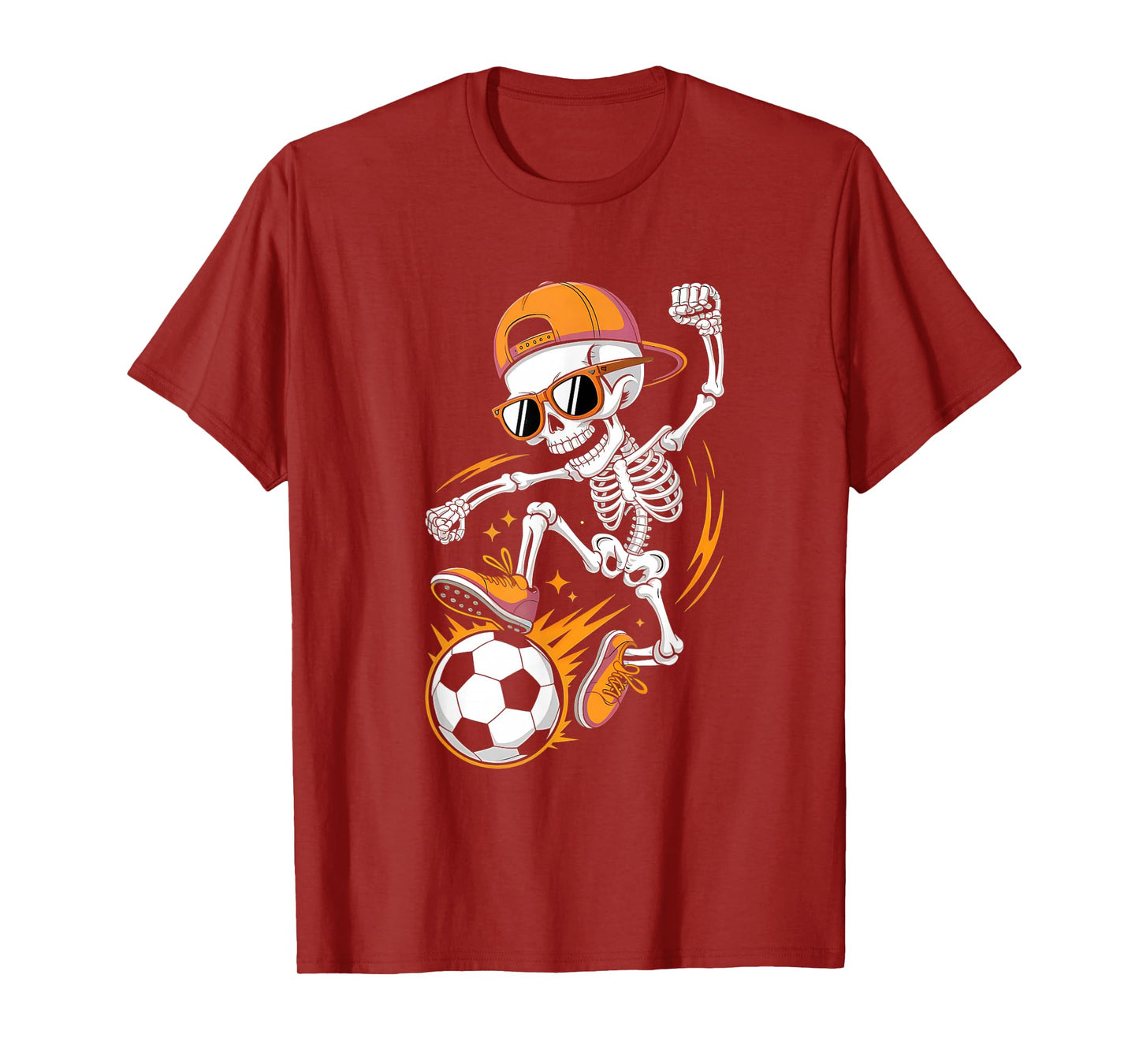 Halloween Skeleton Funny Soccer Shirt for Teens Boys Men T-Shirt