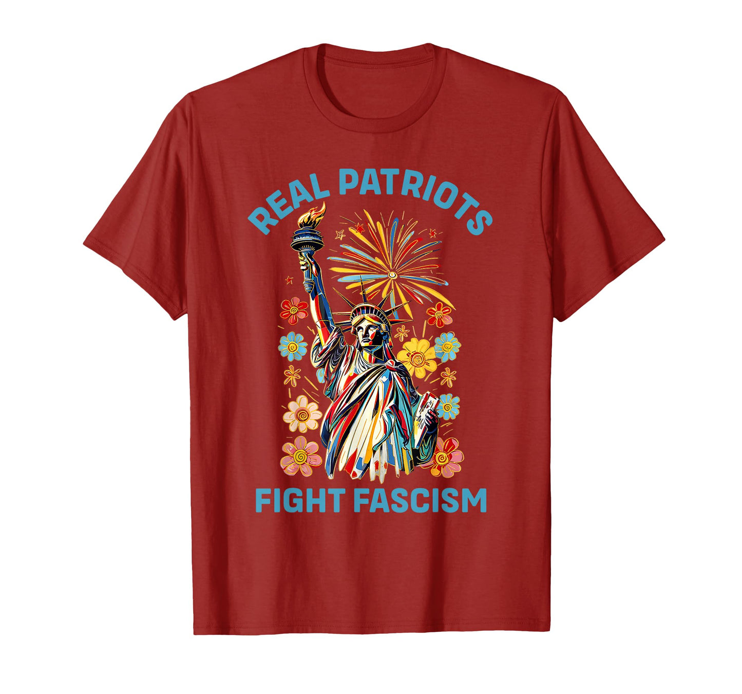 Real Patriots Fight Fascism Boho Flowers No Kings In America T-Shirt