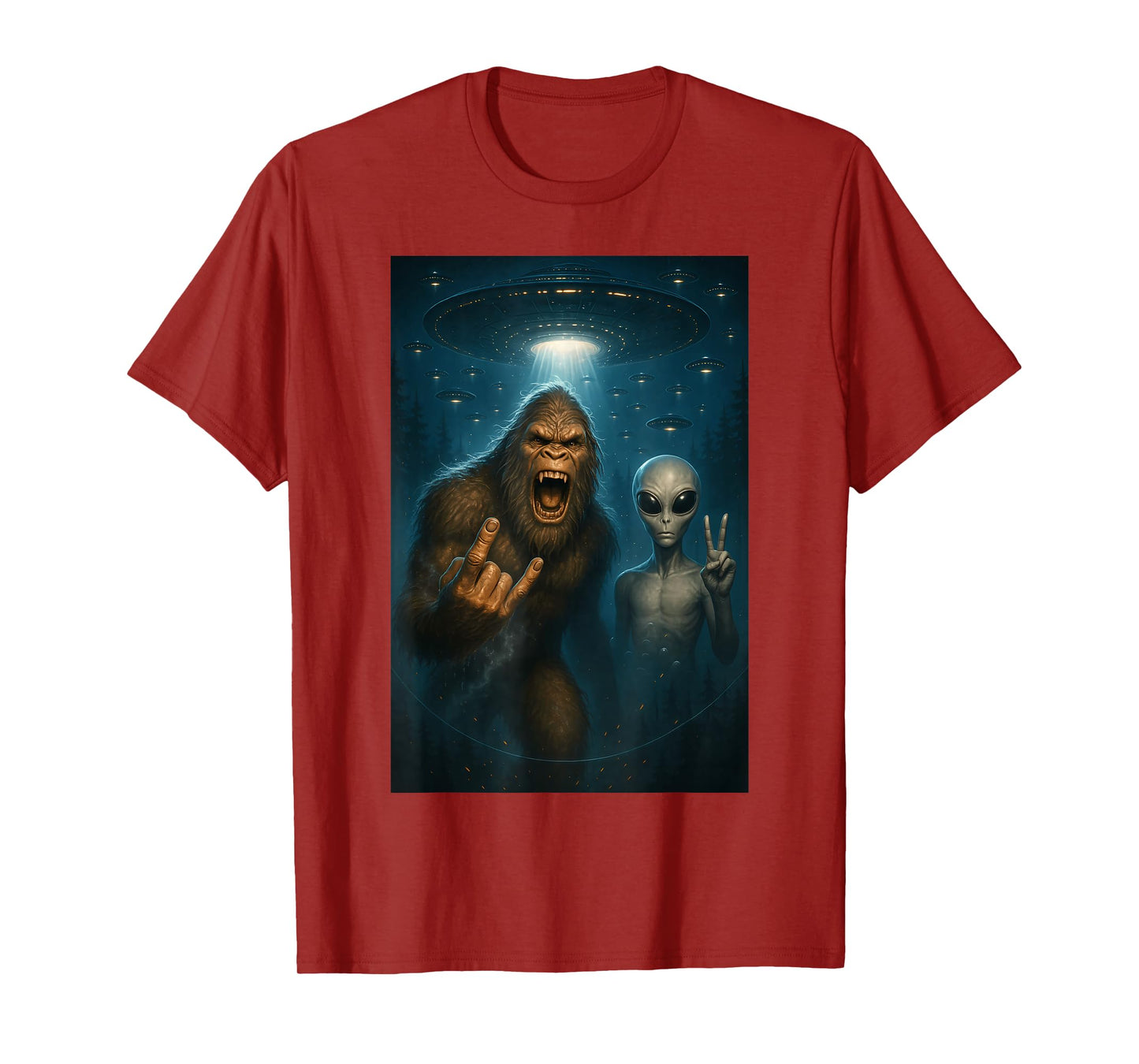 Bigfoot Alien UFO T-Shirt