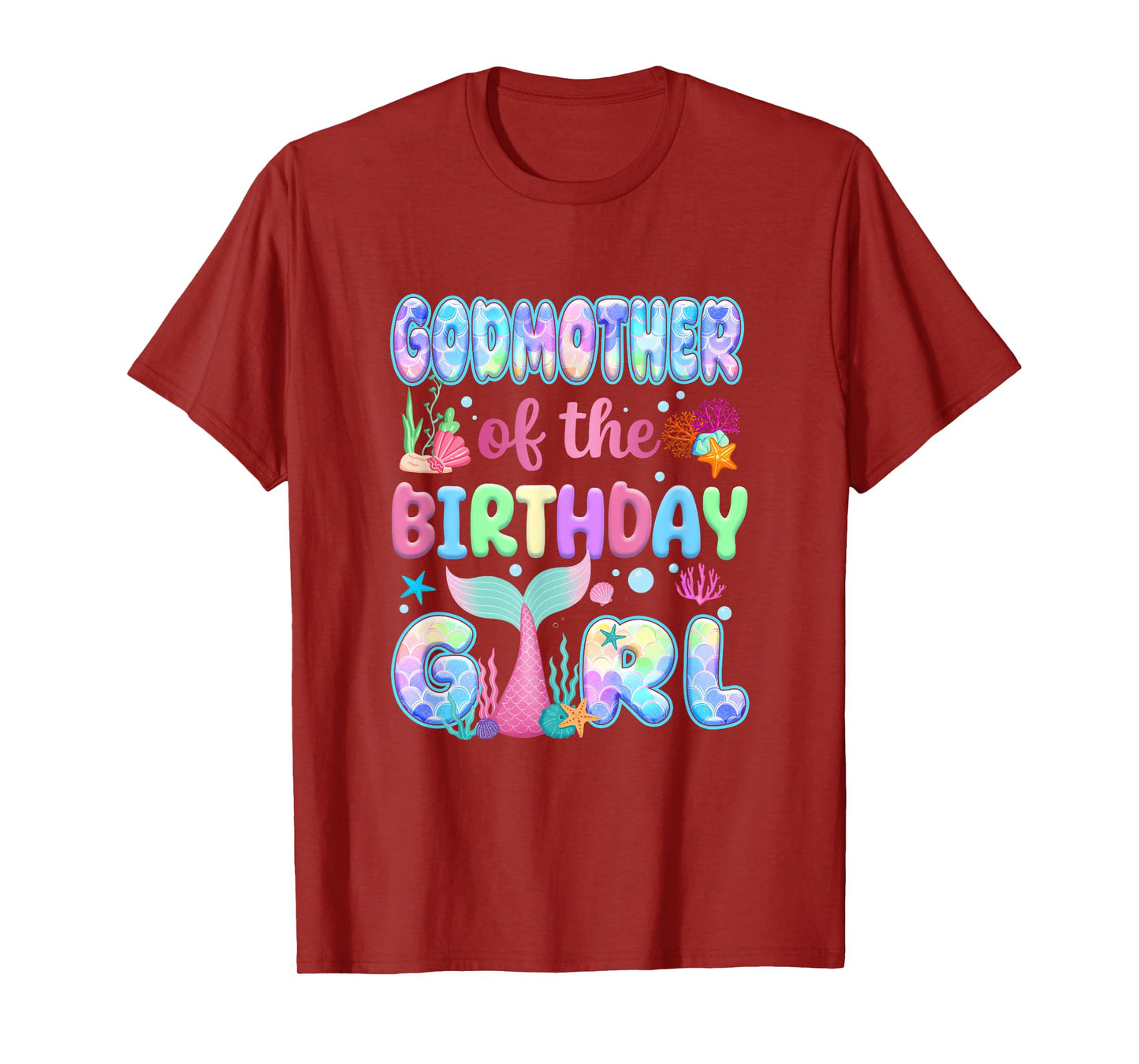 Godmother Of The Birthday Mermaid Girl Family Matching Party T-Shirt