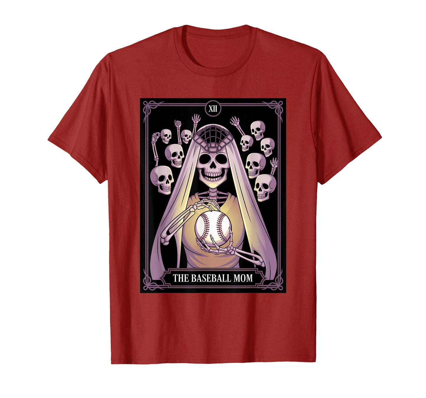 Funny Baseball Halloween Tarot Card Baseball Skeleton Mom T-Shirt
