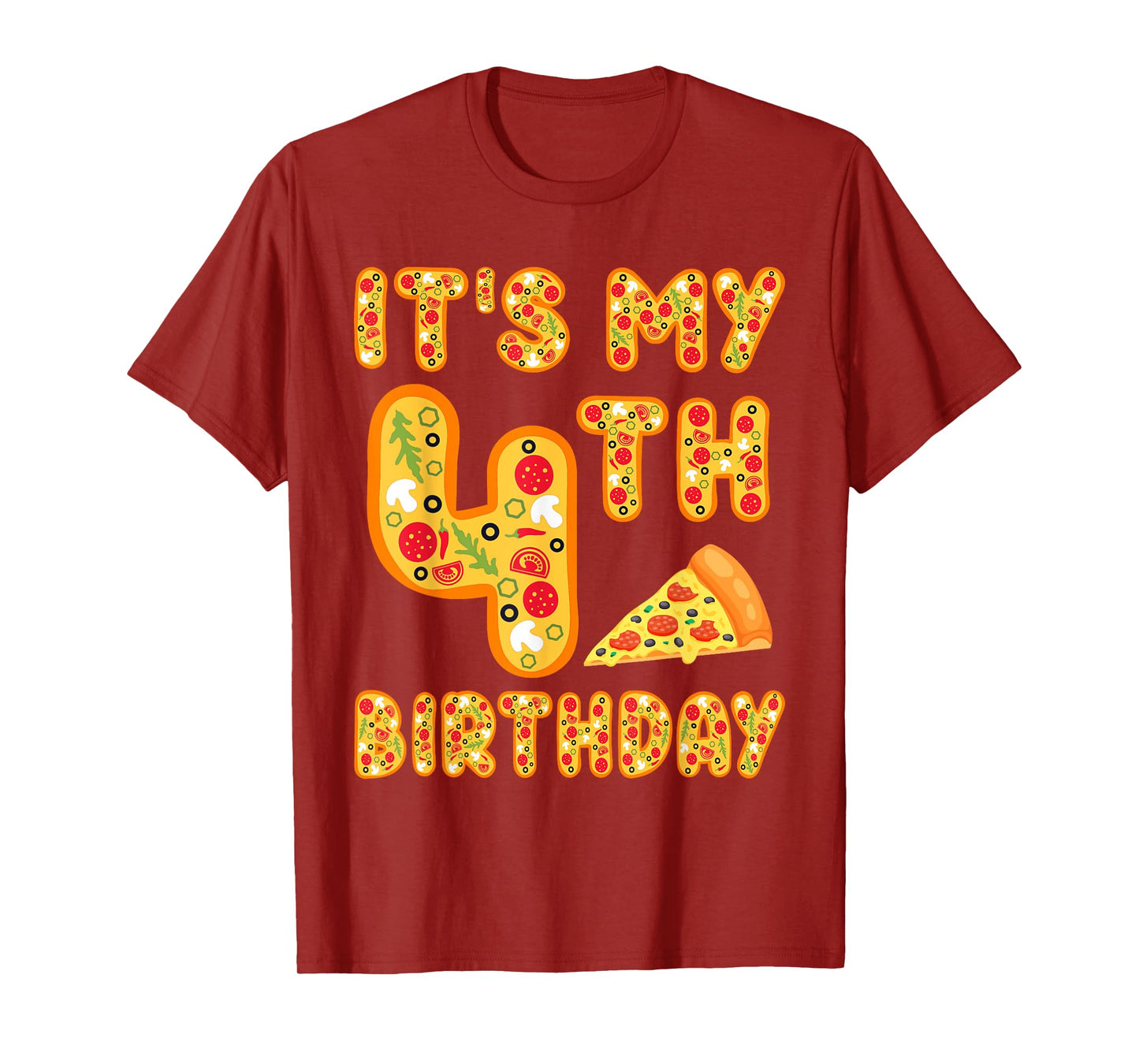 4 Years Old Boys Girls Kids 4th Birthday Pizza Family T-Shirt