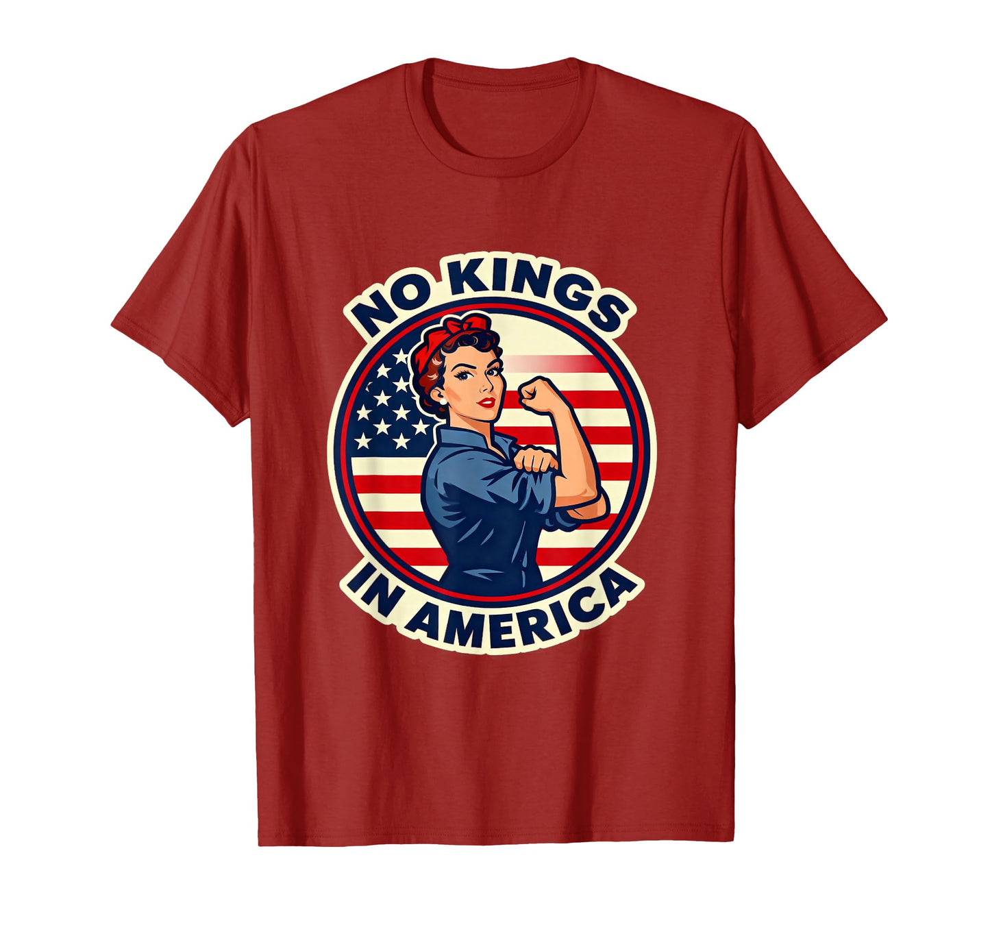 No Kings in America Vintage USA Flag T-Shirt