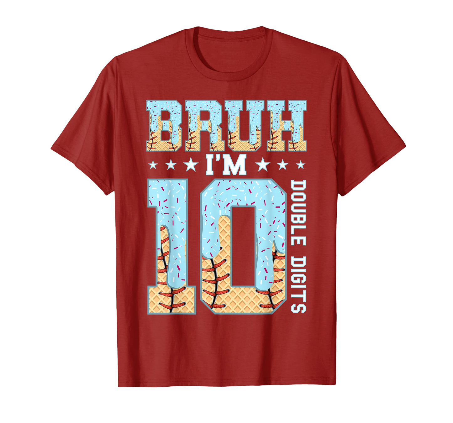 10th Birthday Boy Ice Cream Baseball Drip 10 Year Old Boys T-Shirt