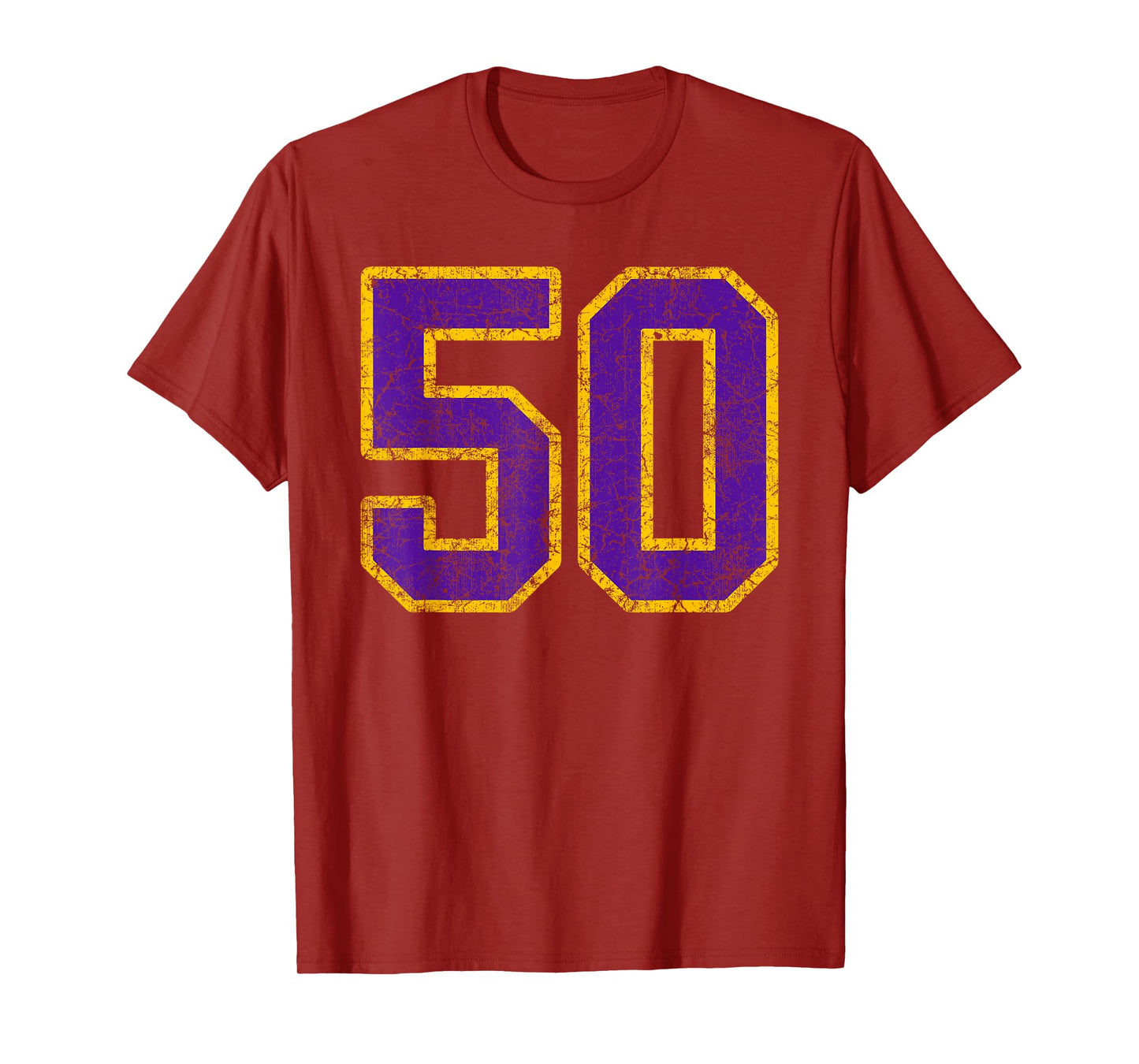 Purple Gold Number 50 Jersey Player Uniform #50 Grunge T-Shirt