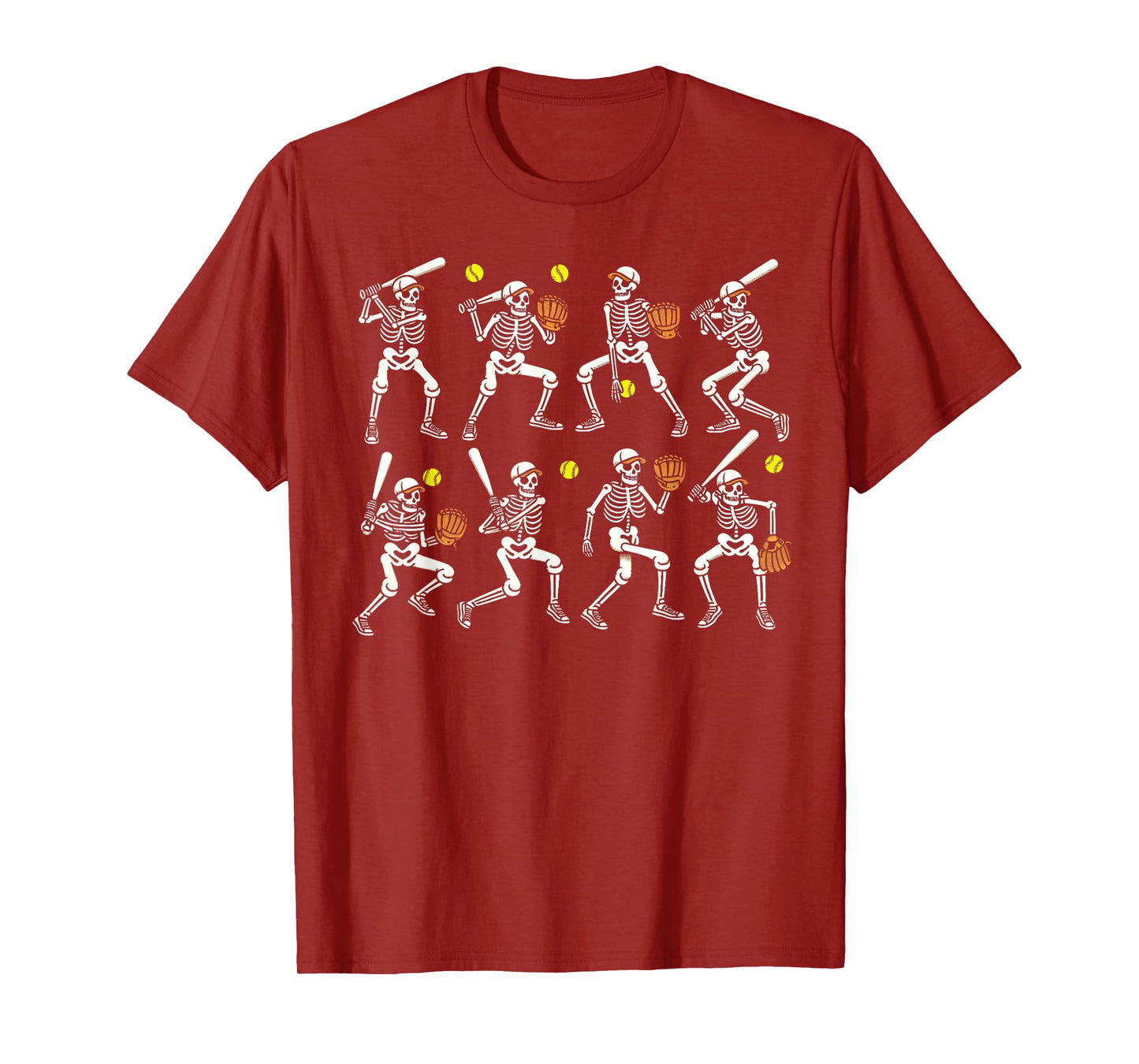 Funny Halloween Softball Skeletons Play Softball Boys Kids T-Shirt