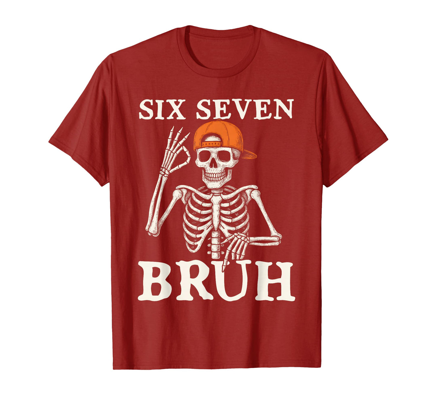 6 7 Bruh Meme Gen Alpha Halloween Skeleton Six Seven Boys T-Shirt