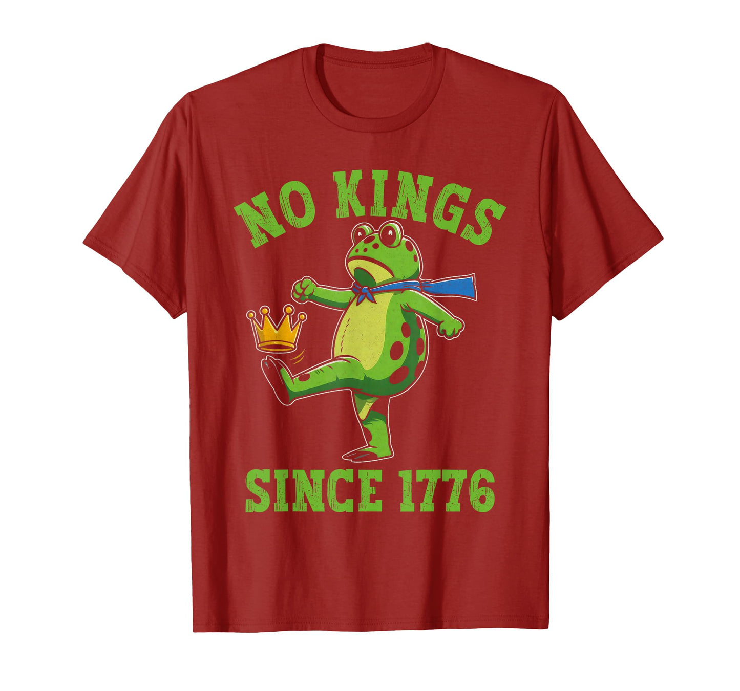 No Kings Since 1776 Portland Frog Kicking Crown Retro T-Shirt