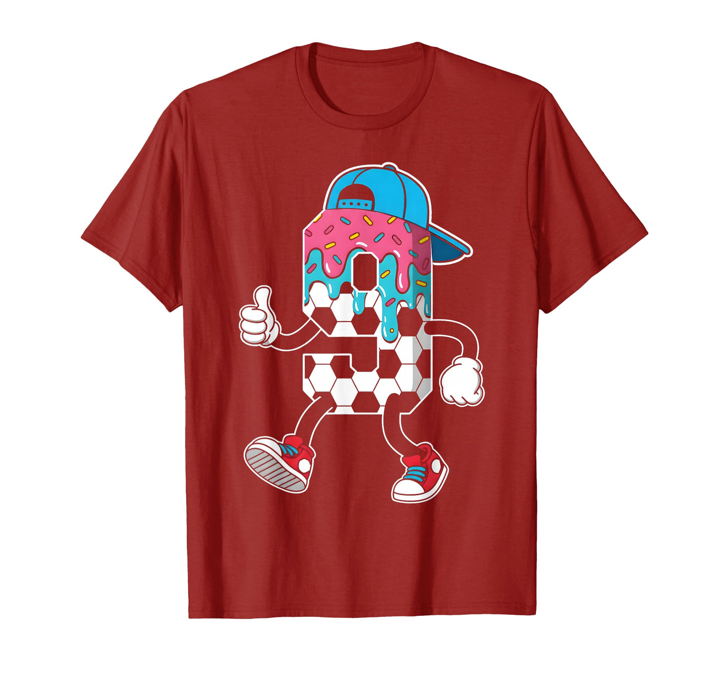 Soccer 9 Year Old Ice Cream Drip Youth 9th Birthday Boy 9 T-Shirt