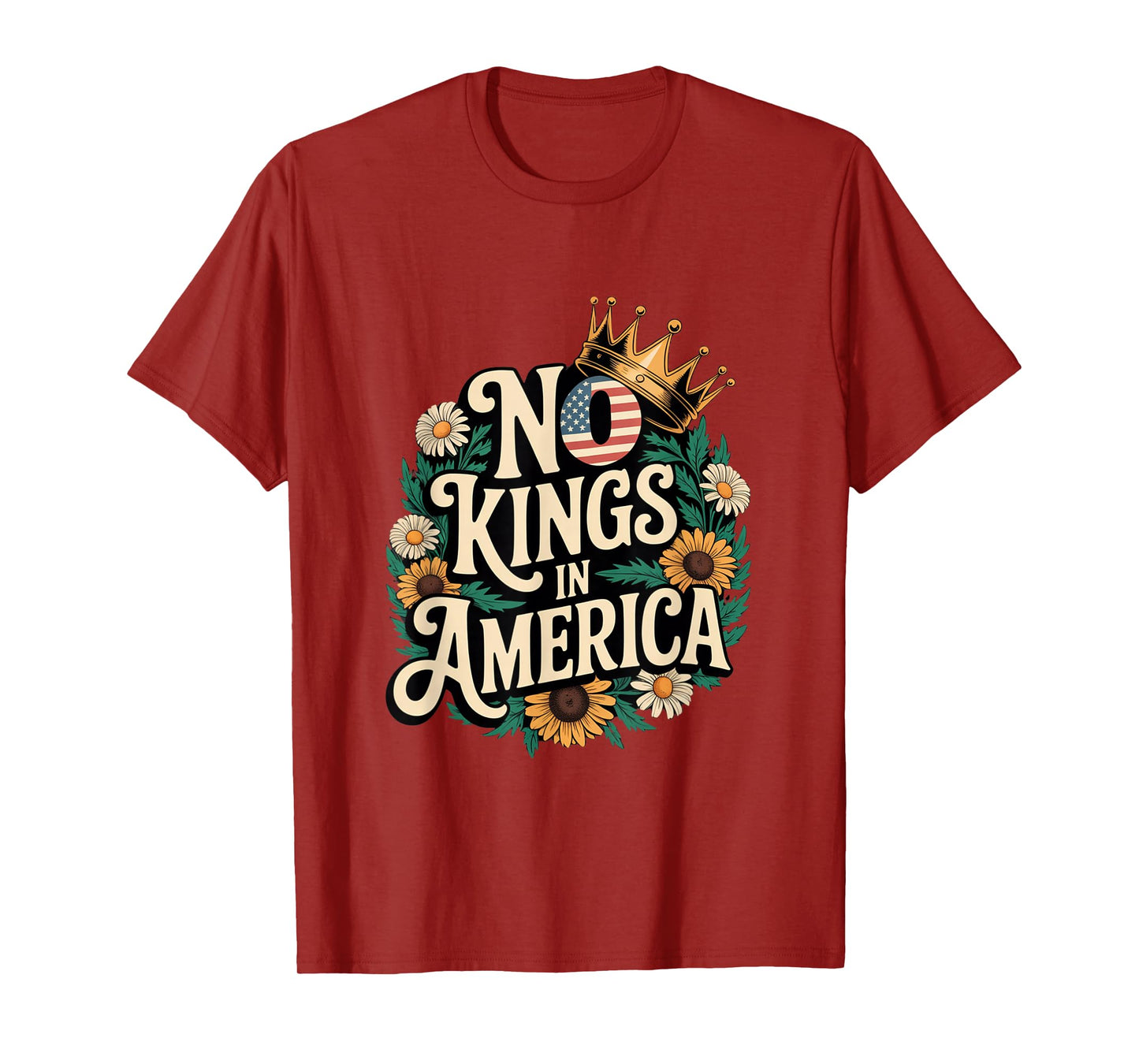 No Kings In America Floral Retro Democracy T-Shirt