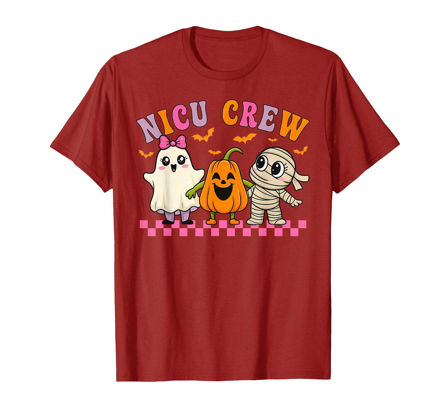 Retro NICU Crew Cute Ghost Mummy Pumpkin ICU Nurse Halloween T-Shirt