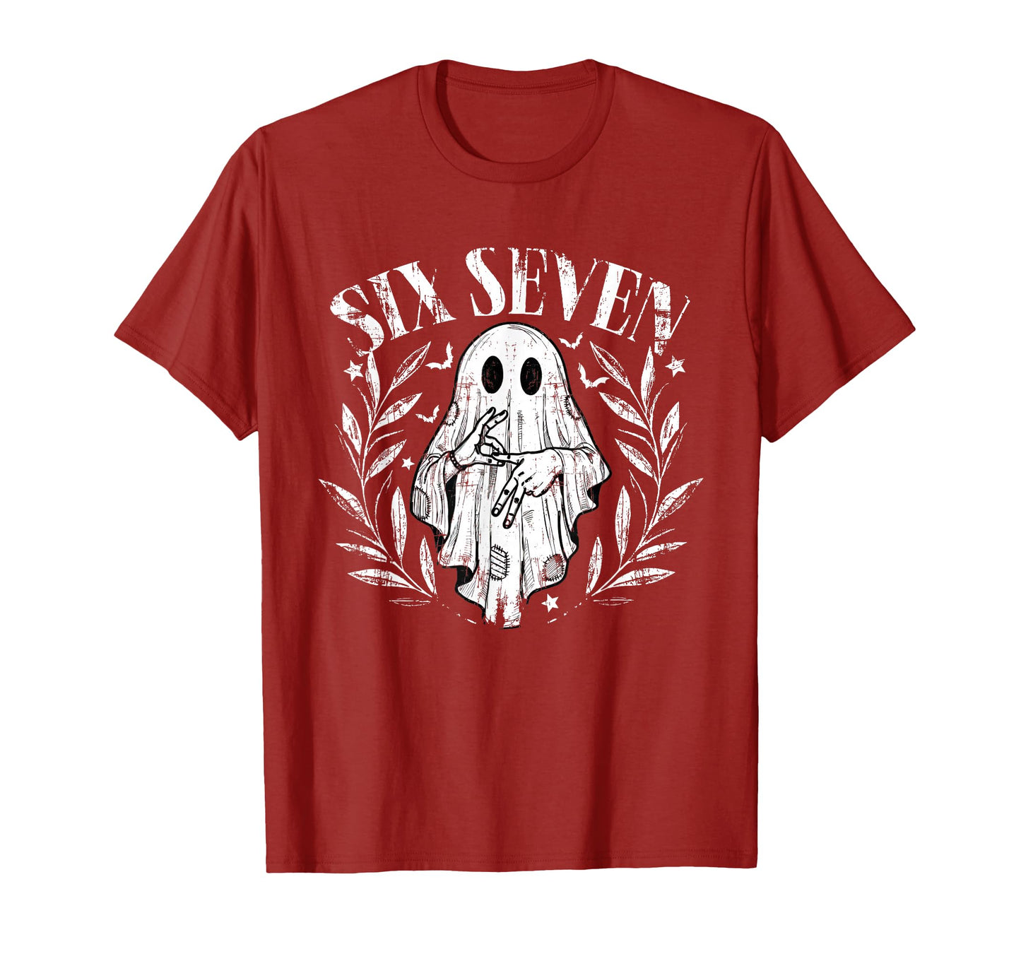 Funny Six Seven 6 7 Meme Slang Halloween Ghost T-Shirt
