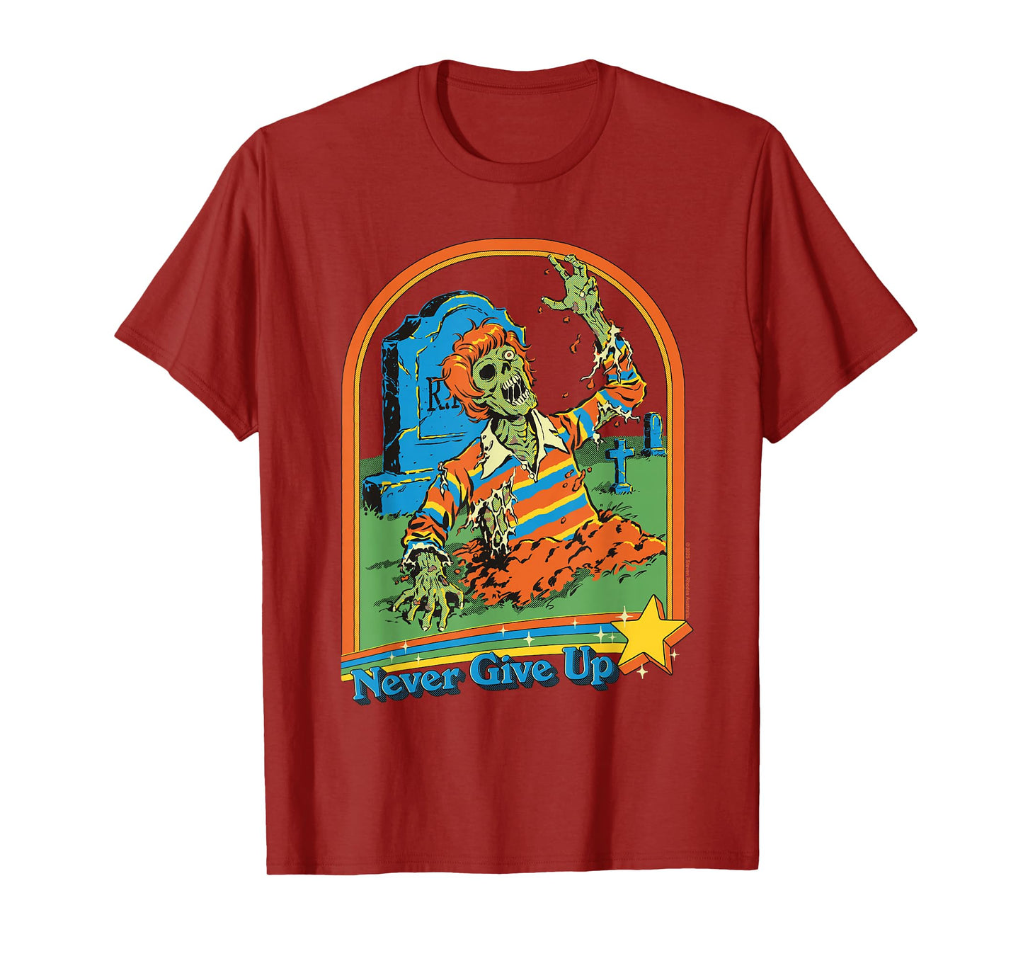 Never Give Up Zombie Sarcastic Retro Funny Adult Humor T-Shirt