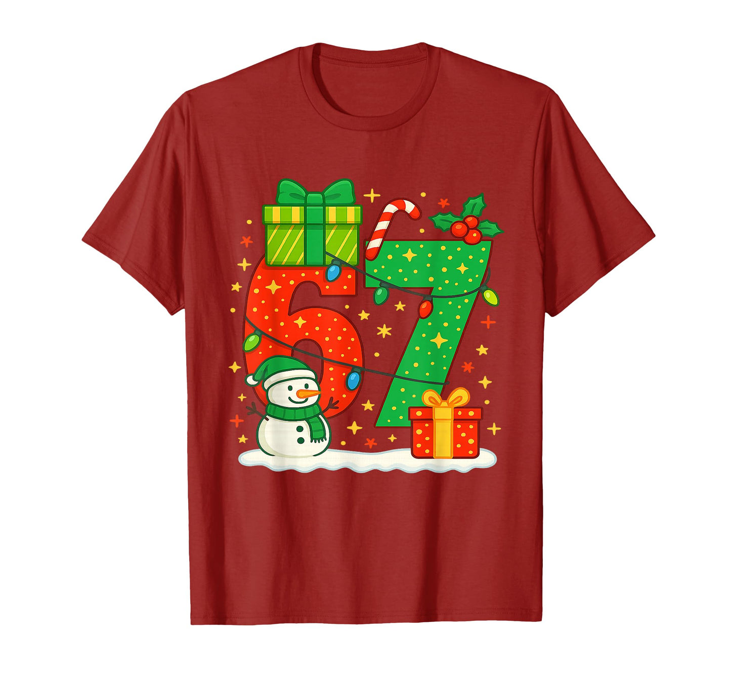 Number 67 Meme Matching Christmas Couple 67 Six Seven 6-7 T-Shirt
