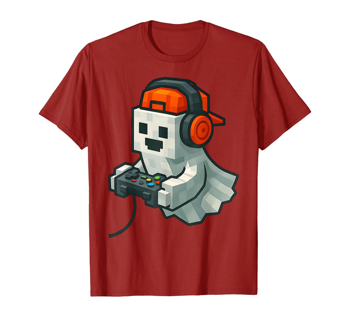 Halloween Ghost Gamer Funny Pixel Video Gaming Boys Men Kids T-Shirt