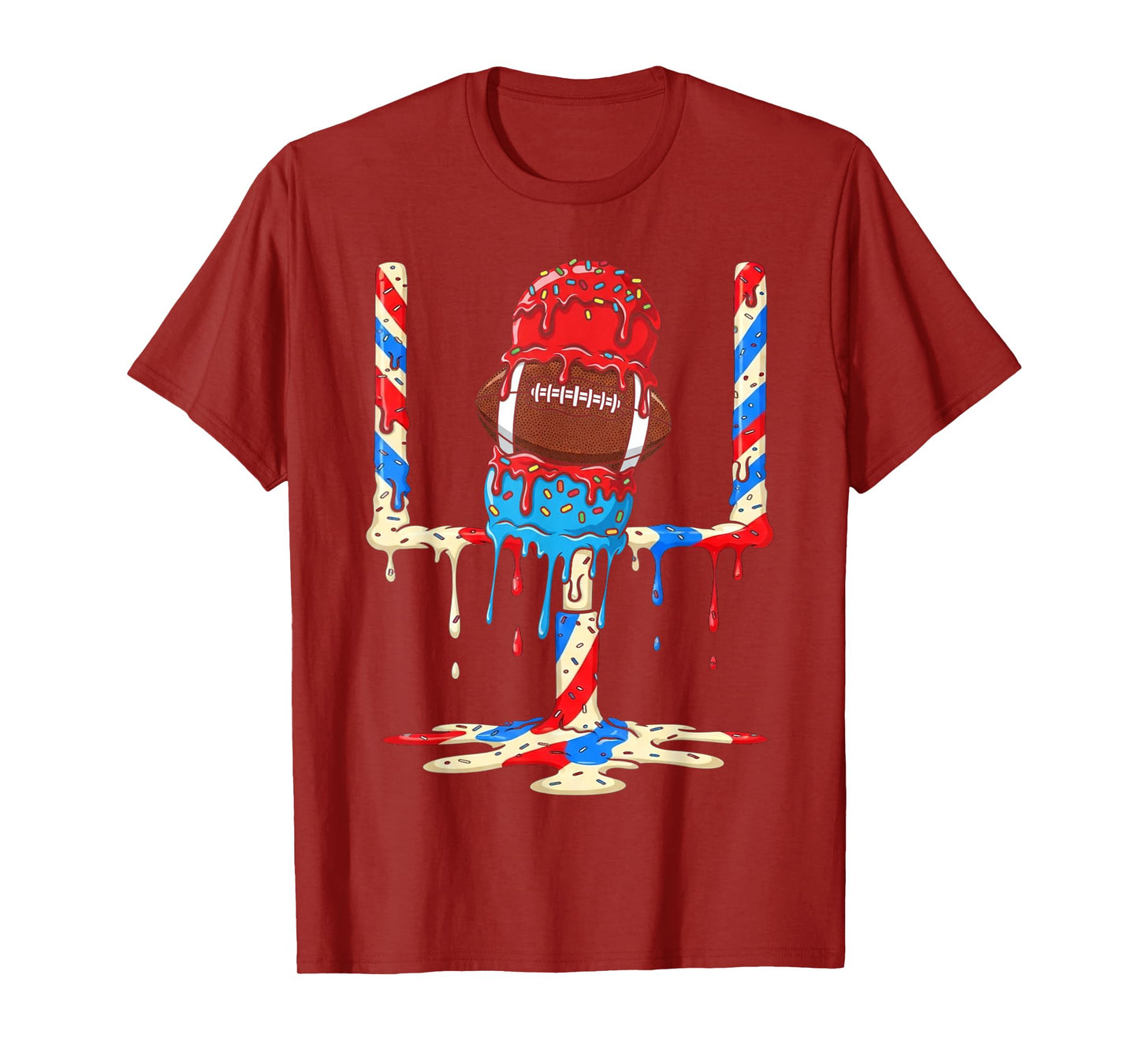 Ice Cream Drip Football Goalposts Football Drip Patriotic T-Shirt