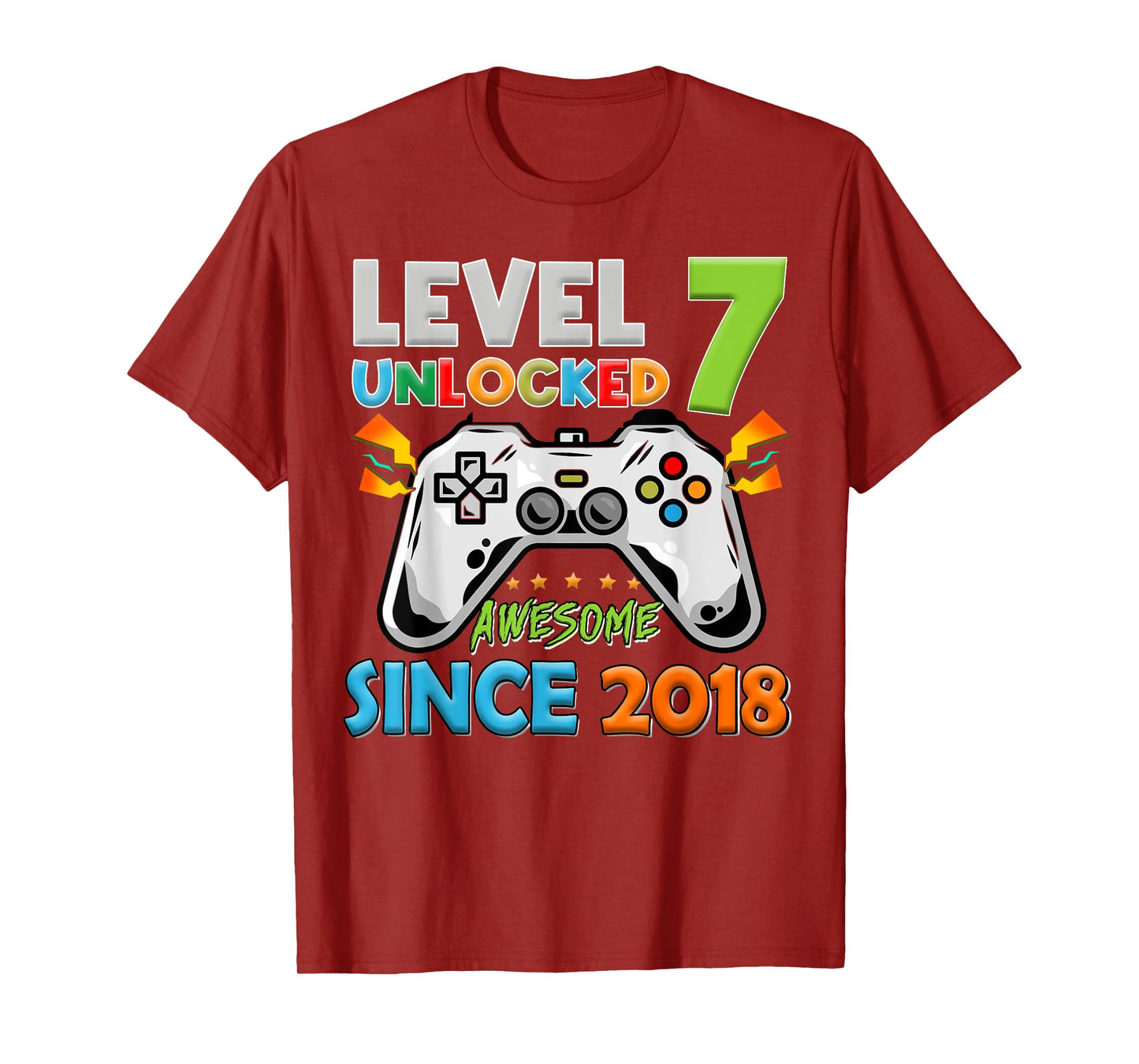 7th Birthday Boy Level 7 Unlocked Awesome Since 2018 T-Shirt