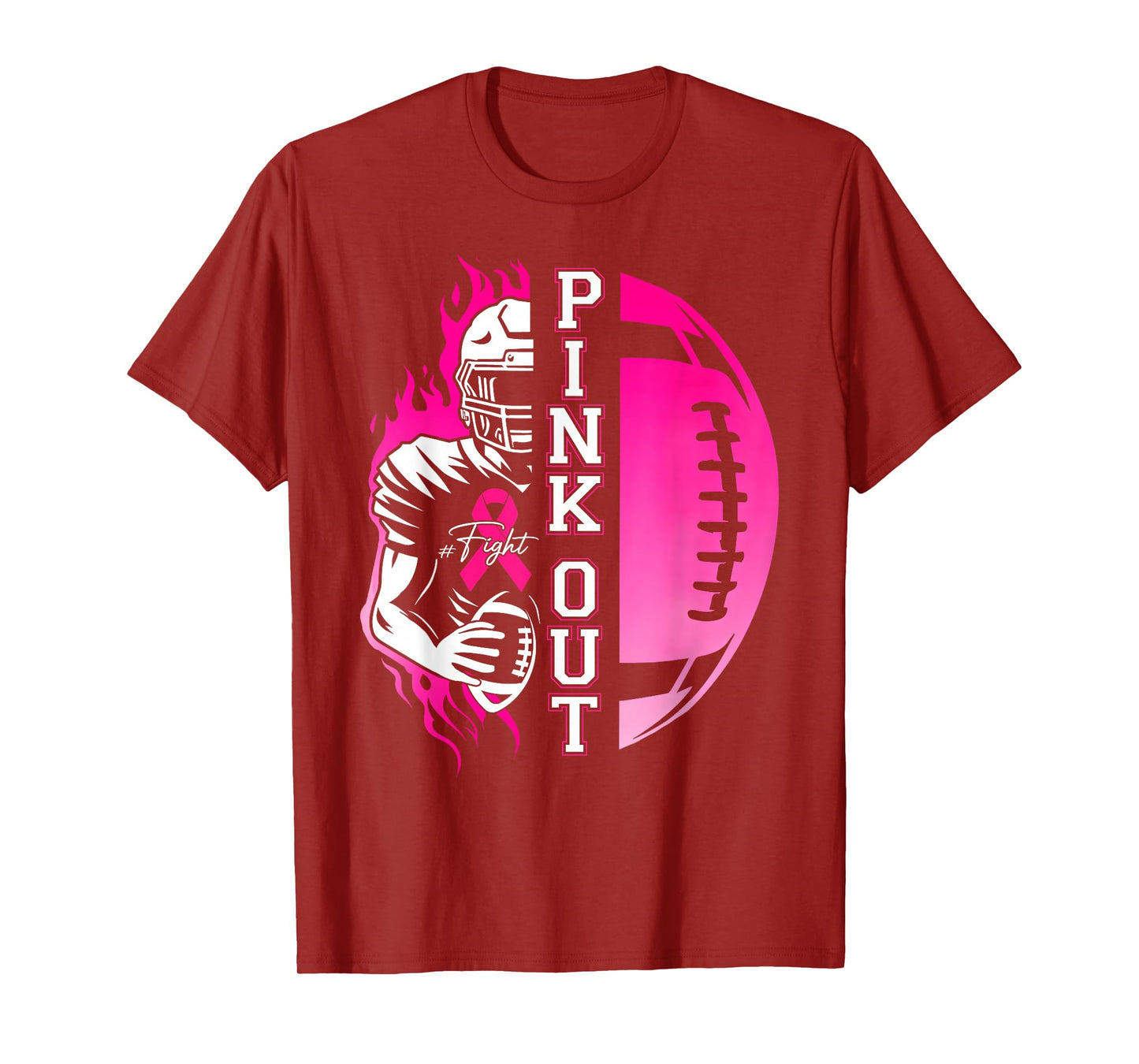 Football Pink Out Team Breast Cancer Awareness Month Womens T-Shirt