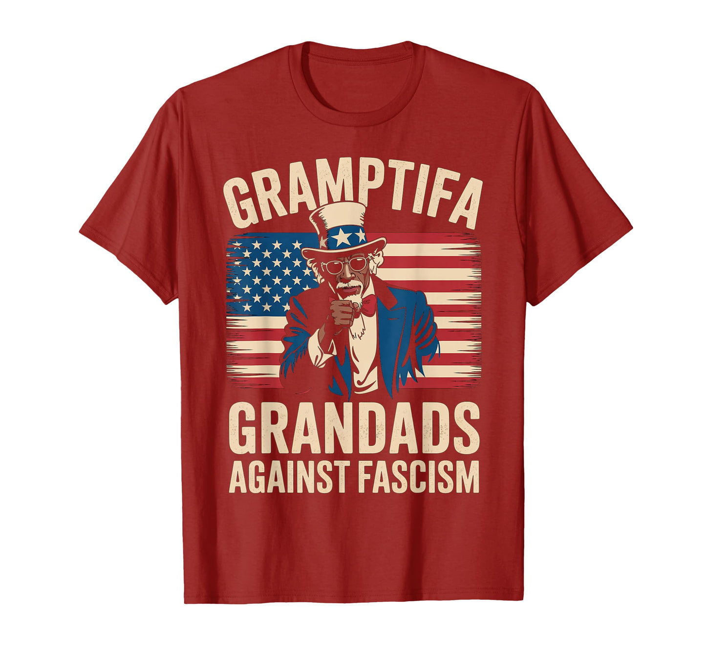 Gramptifa Black Grandad Against Fascism Flag Resist No Kings T-Shirt