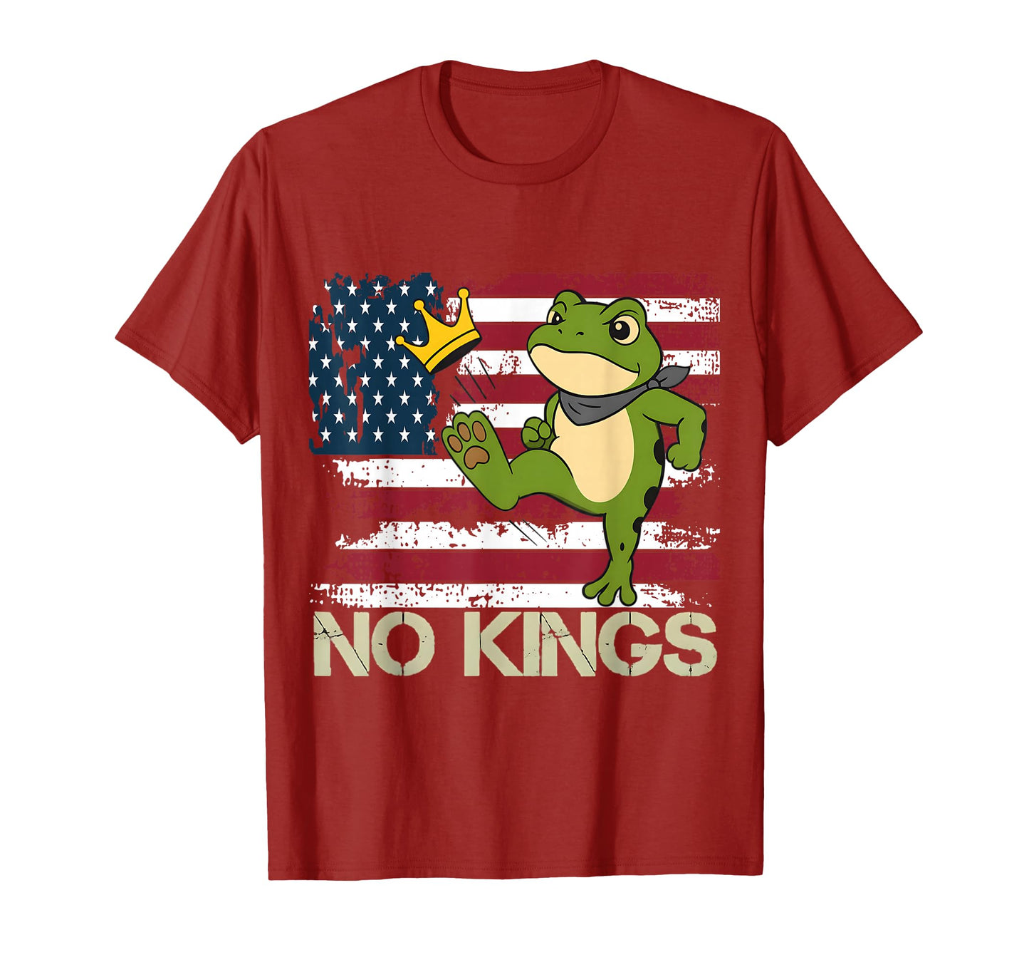 Frog No Kings Veterans No Kings in America Flag Men Women T-Shirt