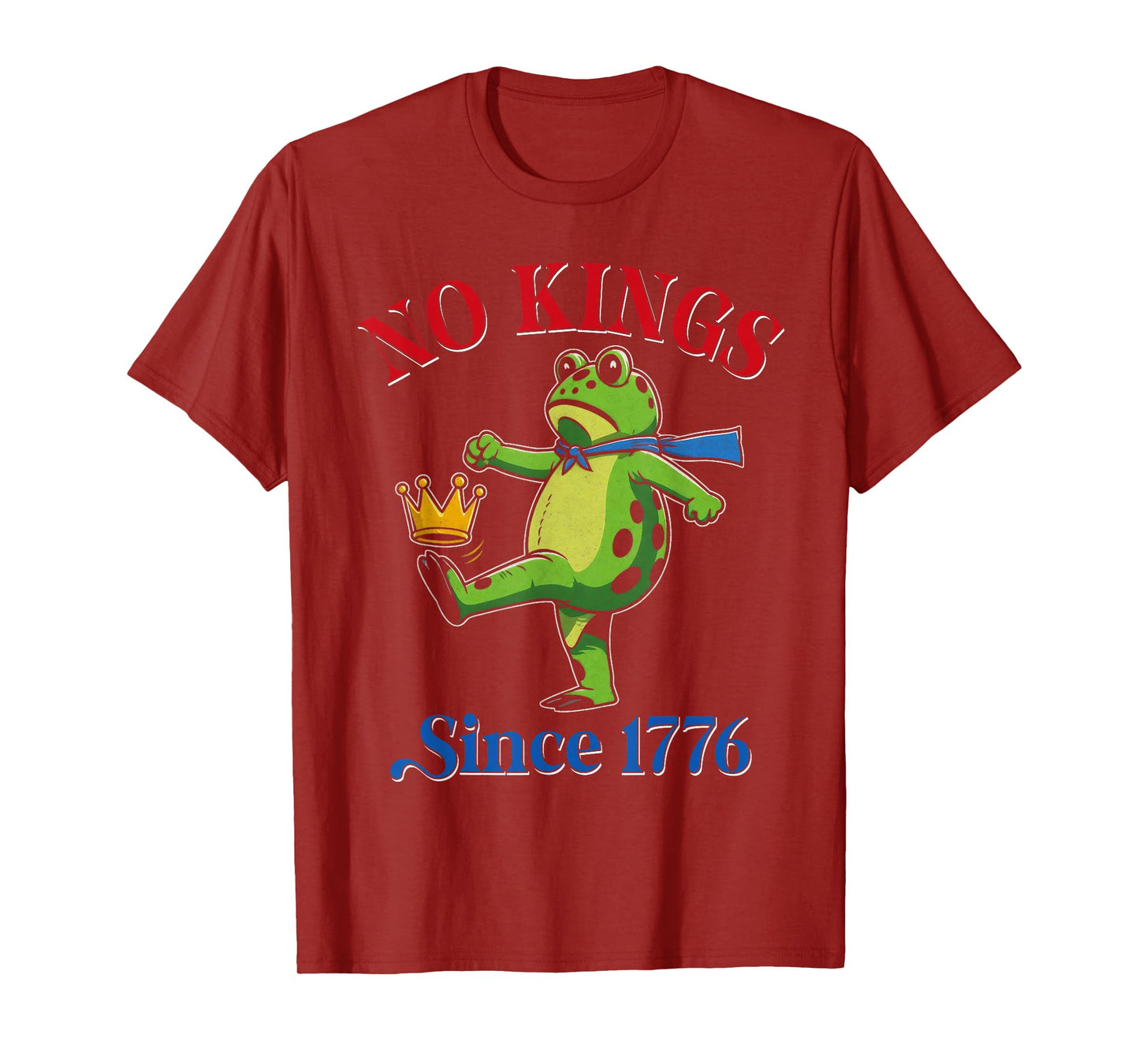 No Kings Since 1776 Portland Frog Kicking Crown Retro T-Shirt