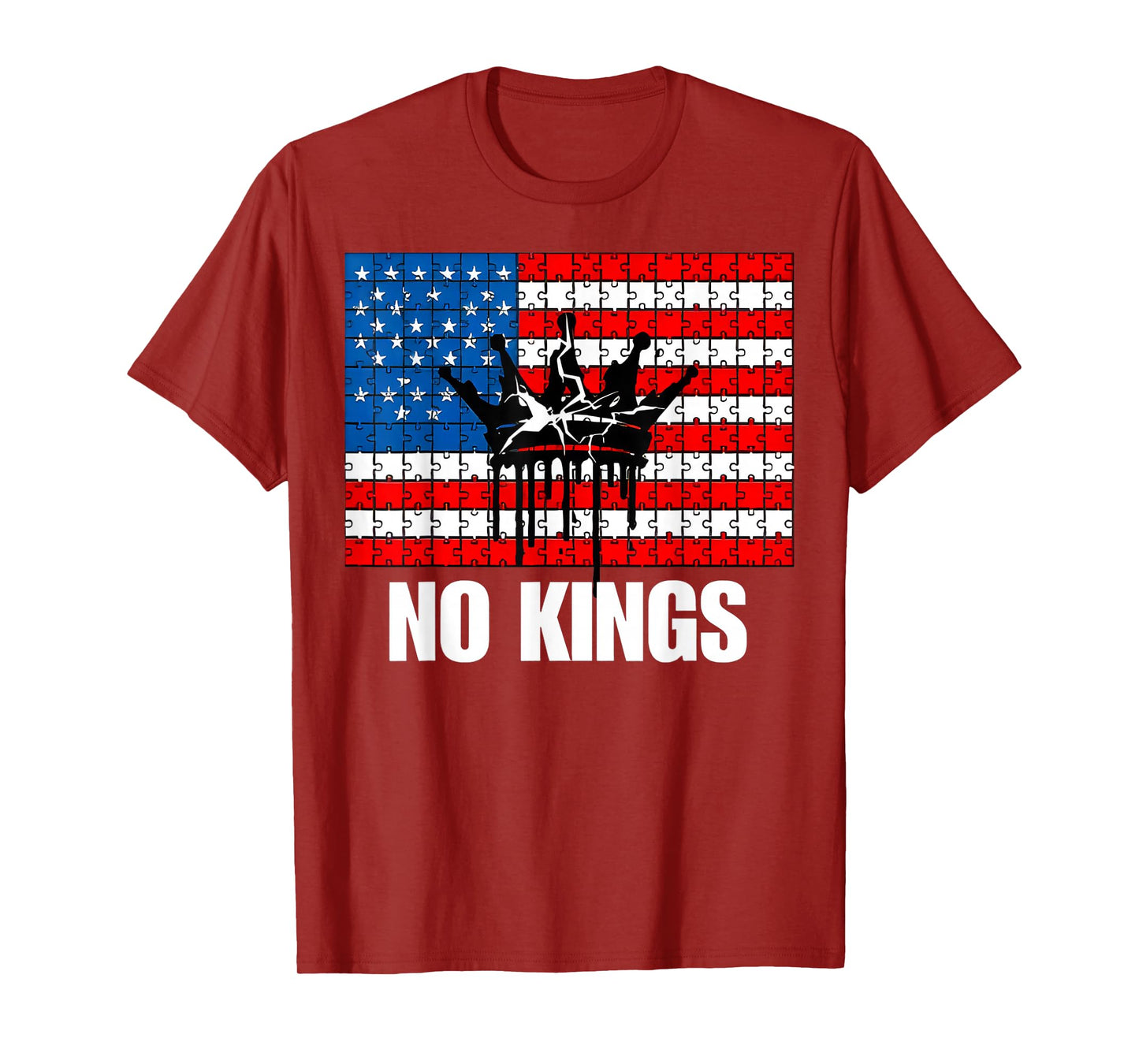 No Kings Shirt No Kings USA Flag Puzzle Piece T-Shirt