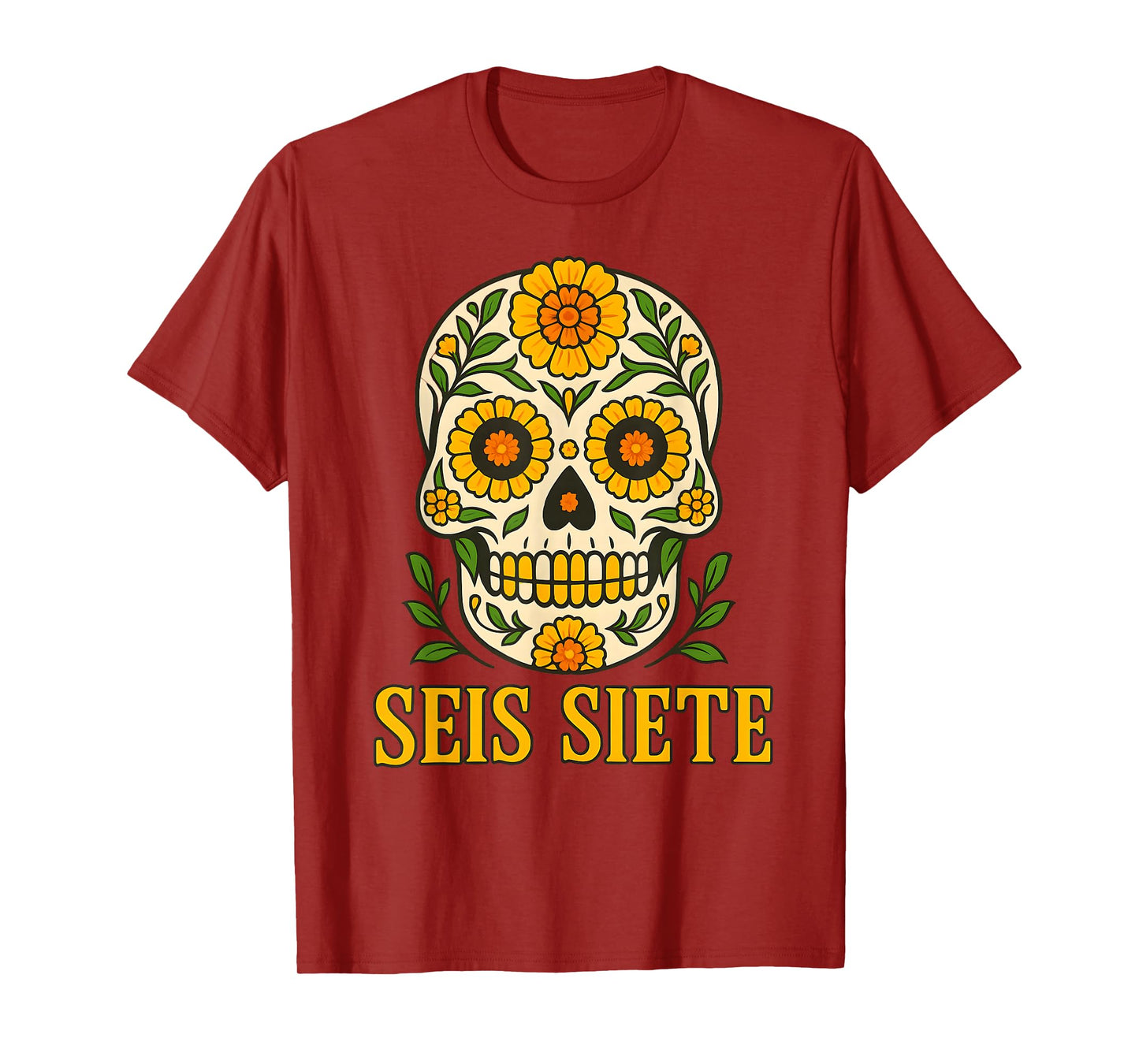 SEIS Siete Mexican Los Muertos Calaveras Sugar Skull 67 Boys T-Shirt