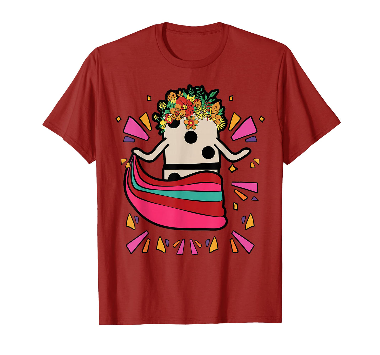 Dancing Mexican Train Domino Tile Flowers Funny T-Shirt