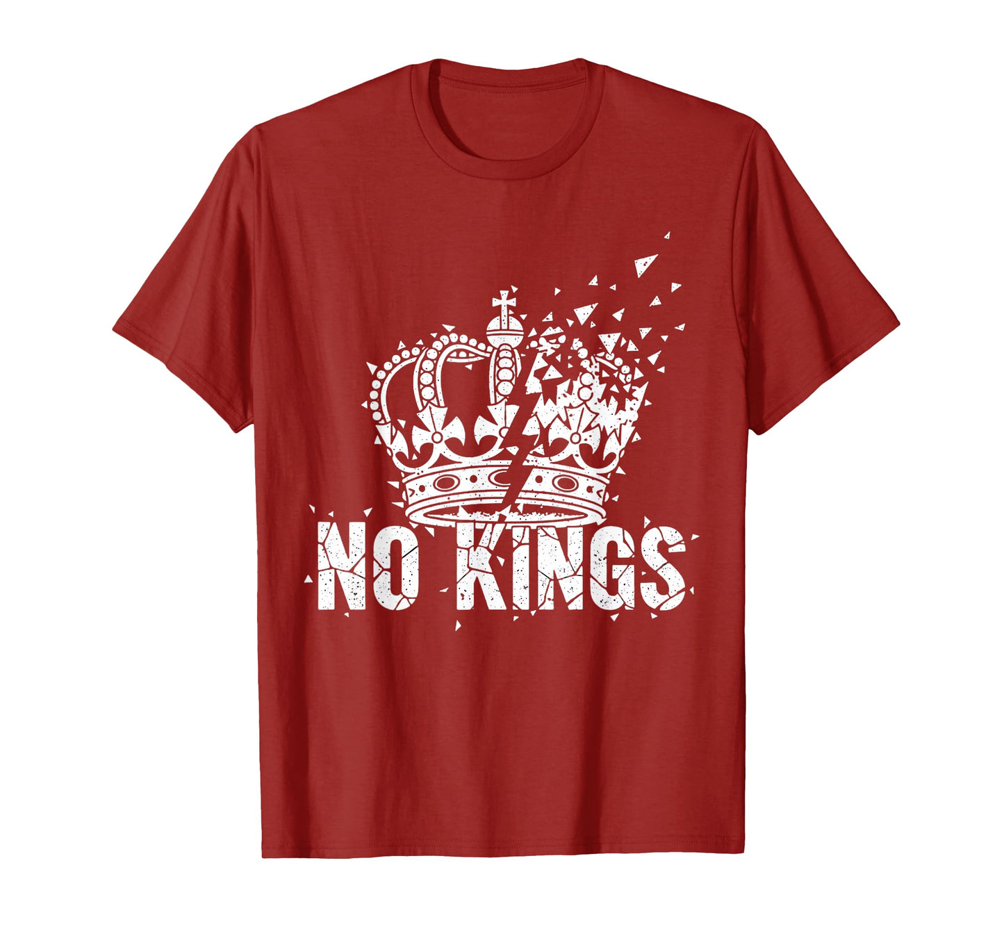 No Kings Punk Rock Anti-Monarchy Shattered Crown Distressed T-Shirt