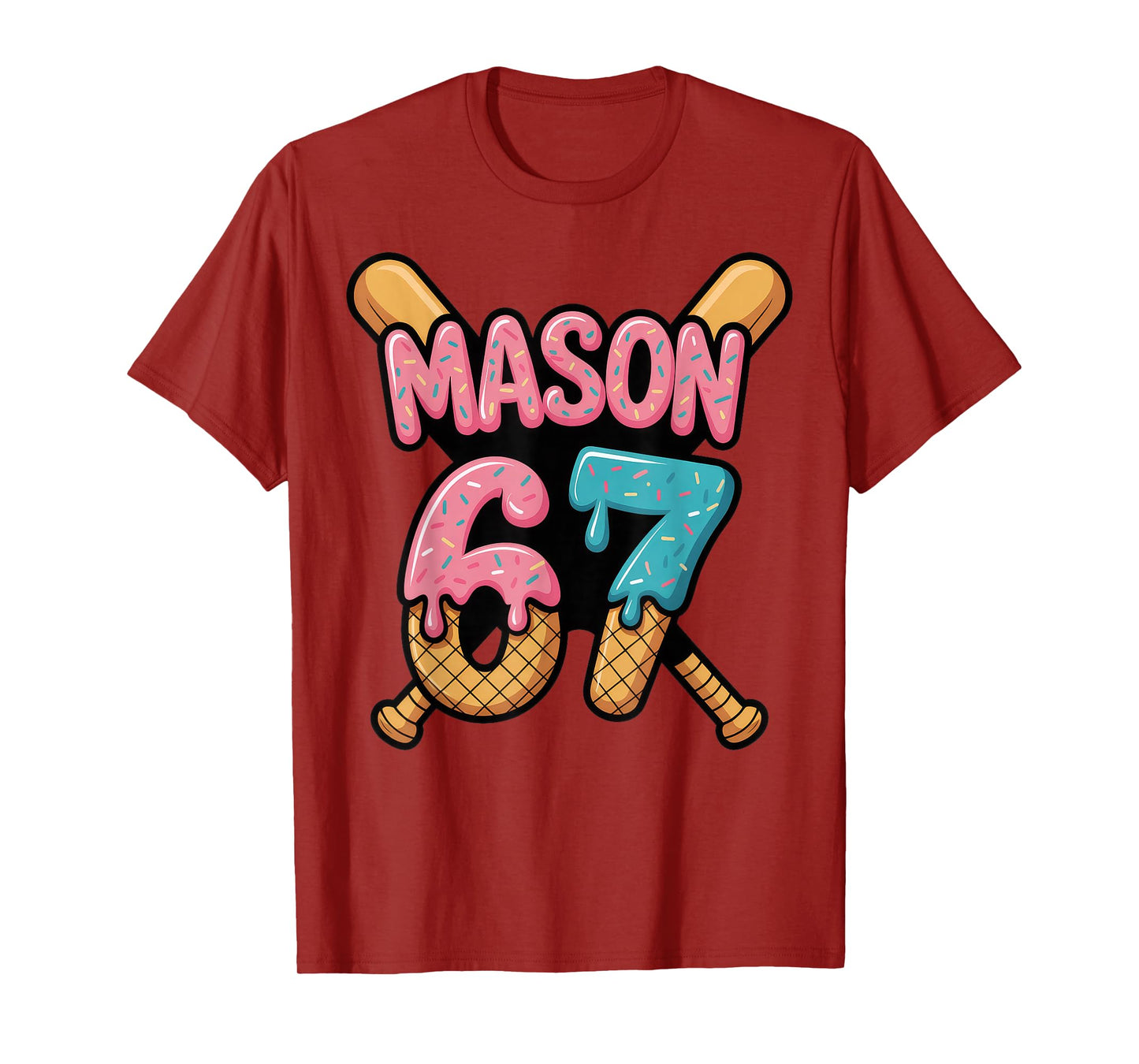Mason 67 Ice Cream Drip Baseball T-Shirt