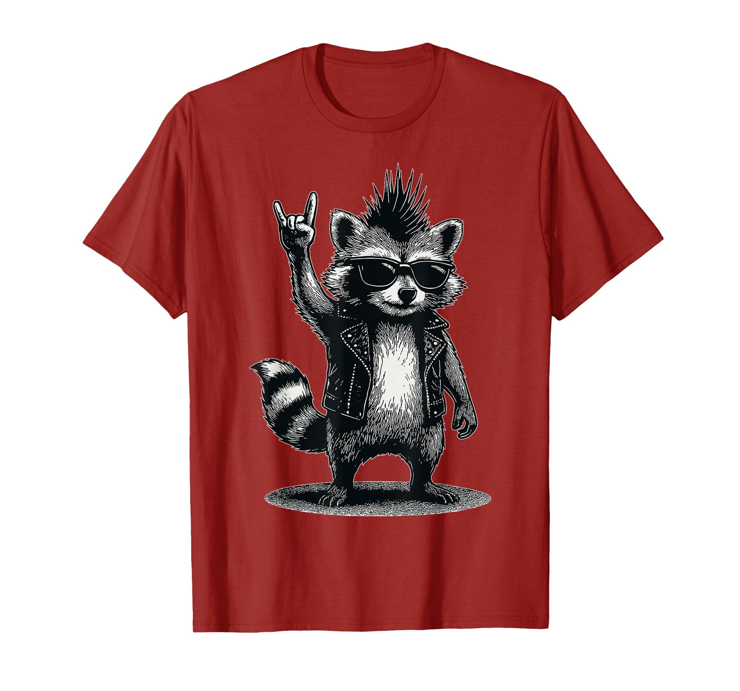 Funny Raccoon Rock Hand Rock and Roll Kids Mens T-Shirt
