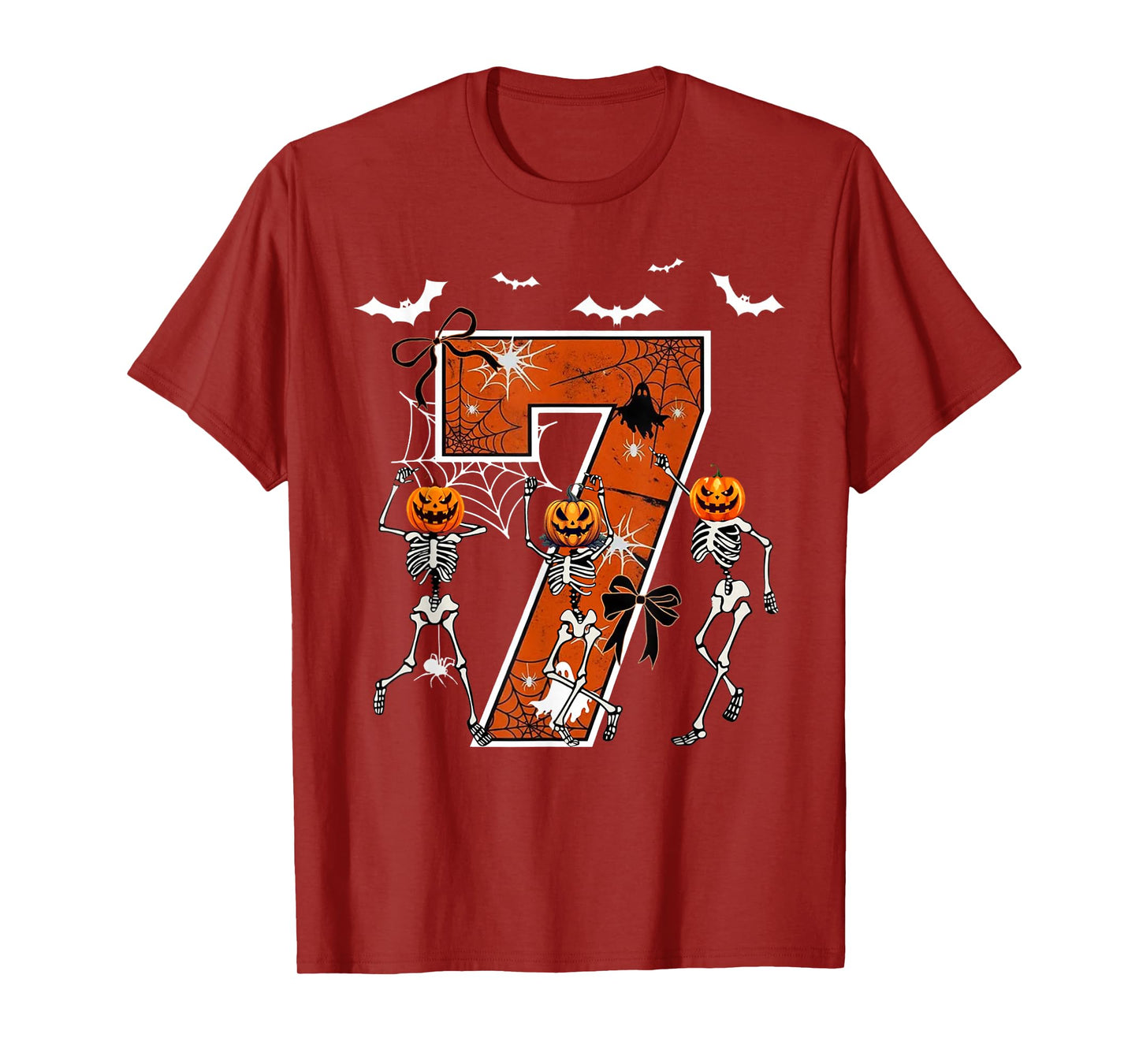 Number 7 Six Seven Meme 6 7 Halloween Dancing Skeleton Women T-Shirt