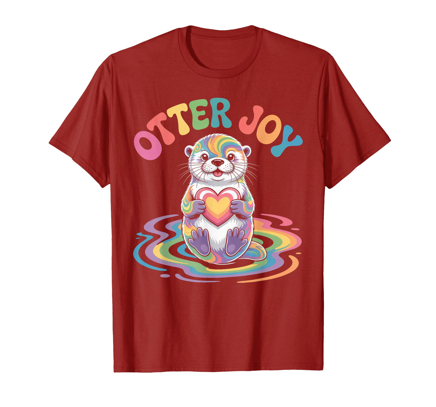 Otter Joy Heart-Holding Adorable Cartoon T-Shirt