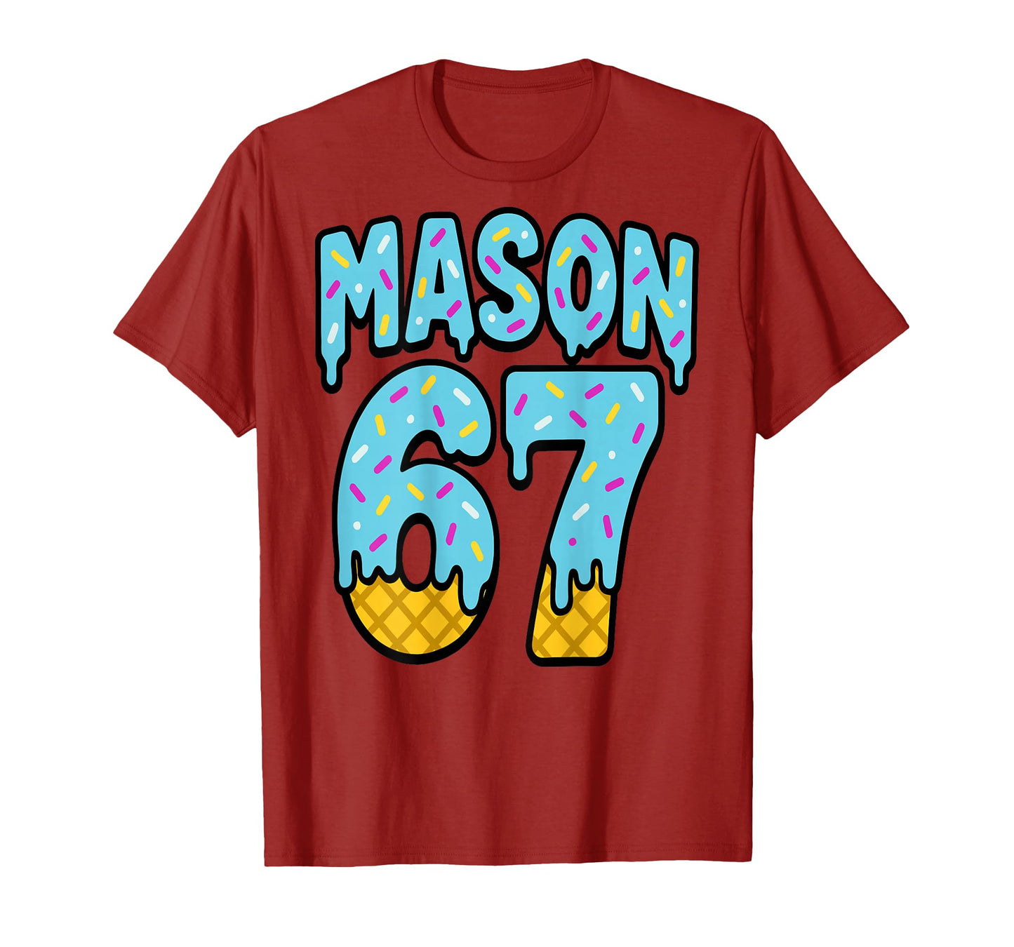 Six Seven Ice Cream Drip Mason 67 Meme Halloween (On Back) T-Shirt