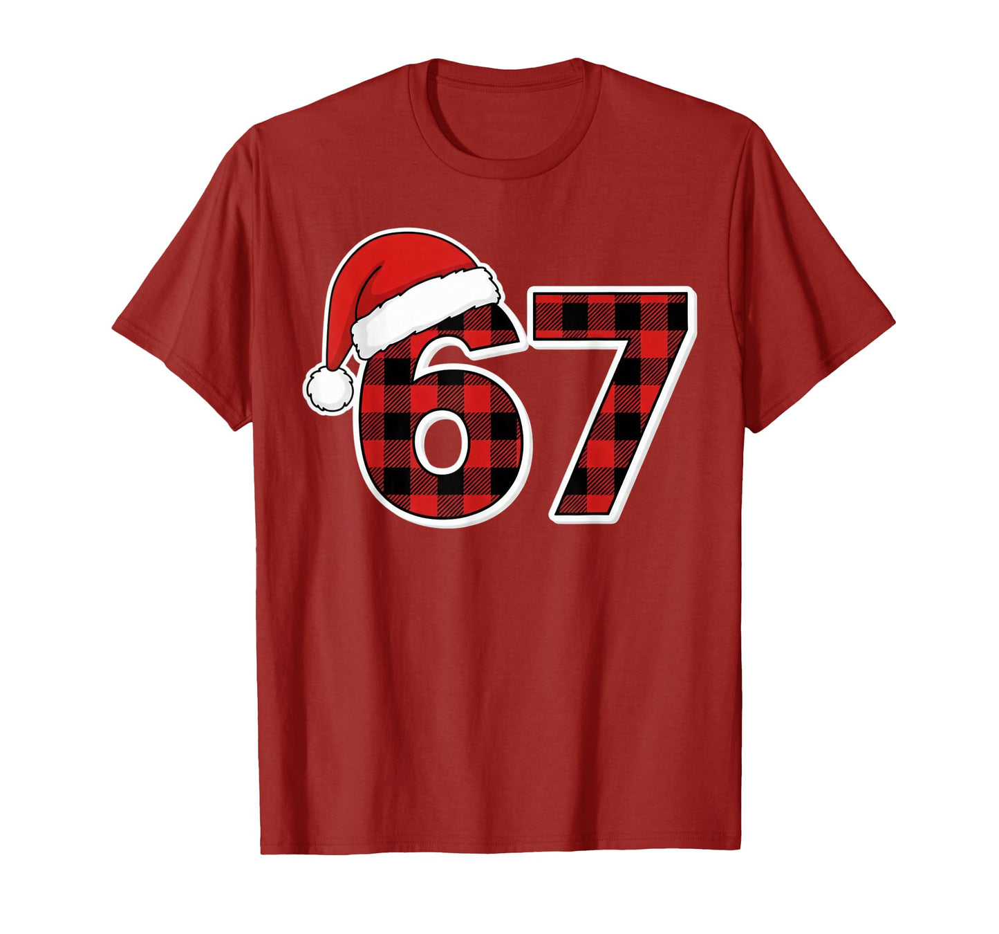 67 Meme Funny Christmas Red Plaid Xmas Pajamas Slang Kids T-Shirt