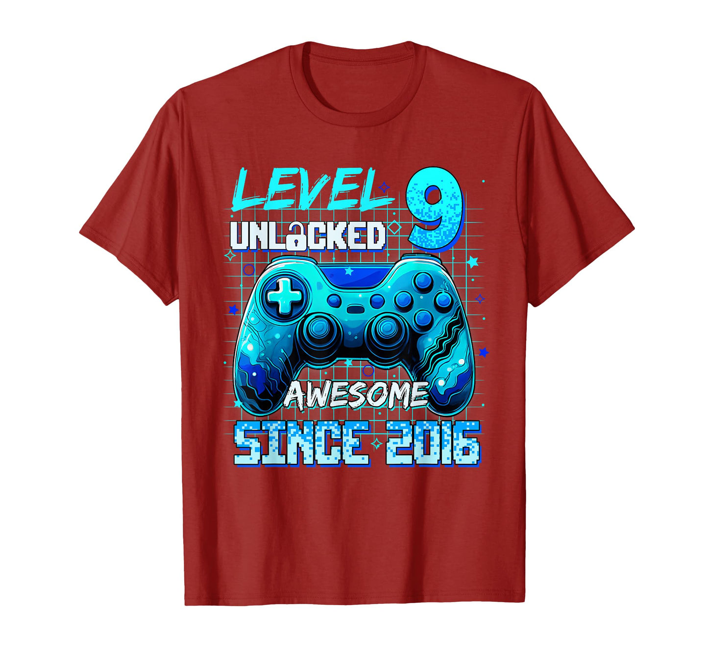 Level 9 Unlocked Awesome Since 2016 Birthday Gaming T-Shirt