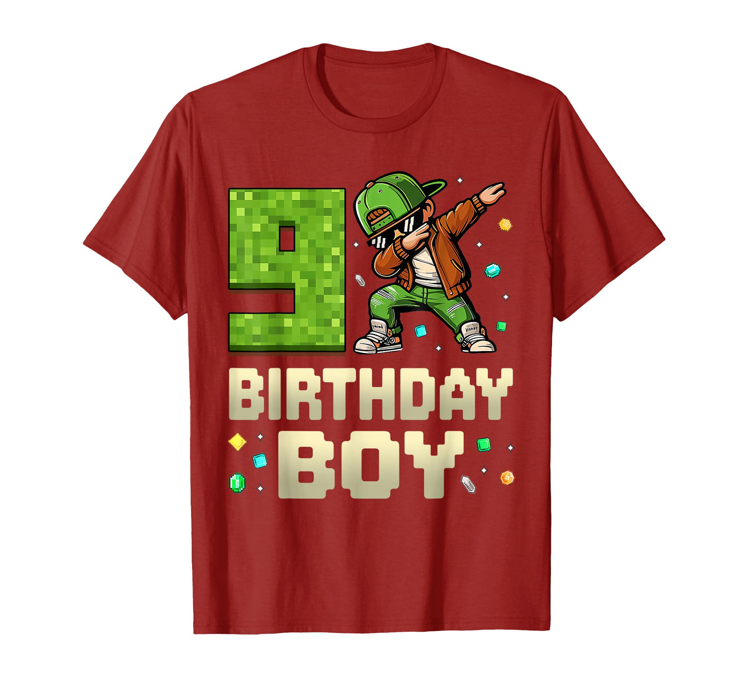 9 Years Birthday Boy 9th Dabbing Boy Game Video Pixel T-Shirt