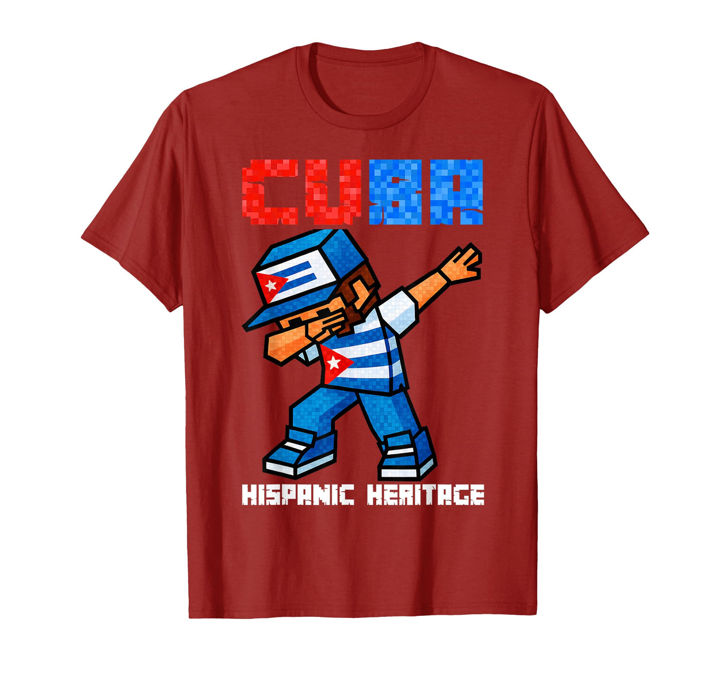 Cuba Dabbing Boys Game Pixel Hispanic Heritage Cuban Kids T-Shirt