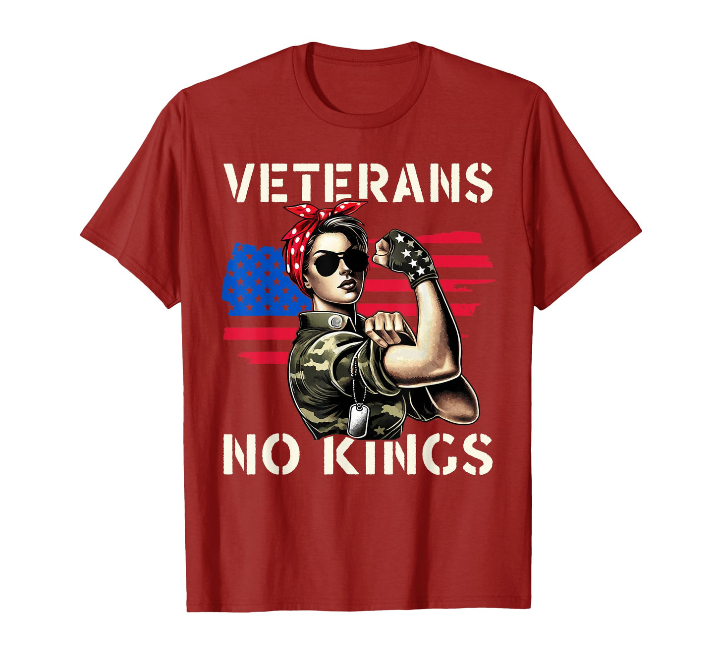 Veterans Protest No Kings Vintage American Flag Patriotic T-Shirt