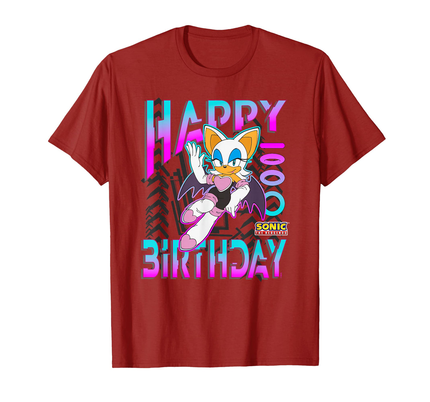 Sonic The Hedgehog Happy Birthday Rogue Grid Chest Poster T-Shirt