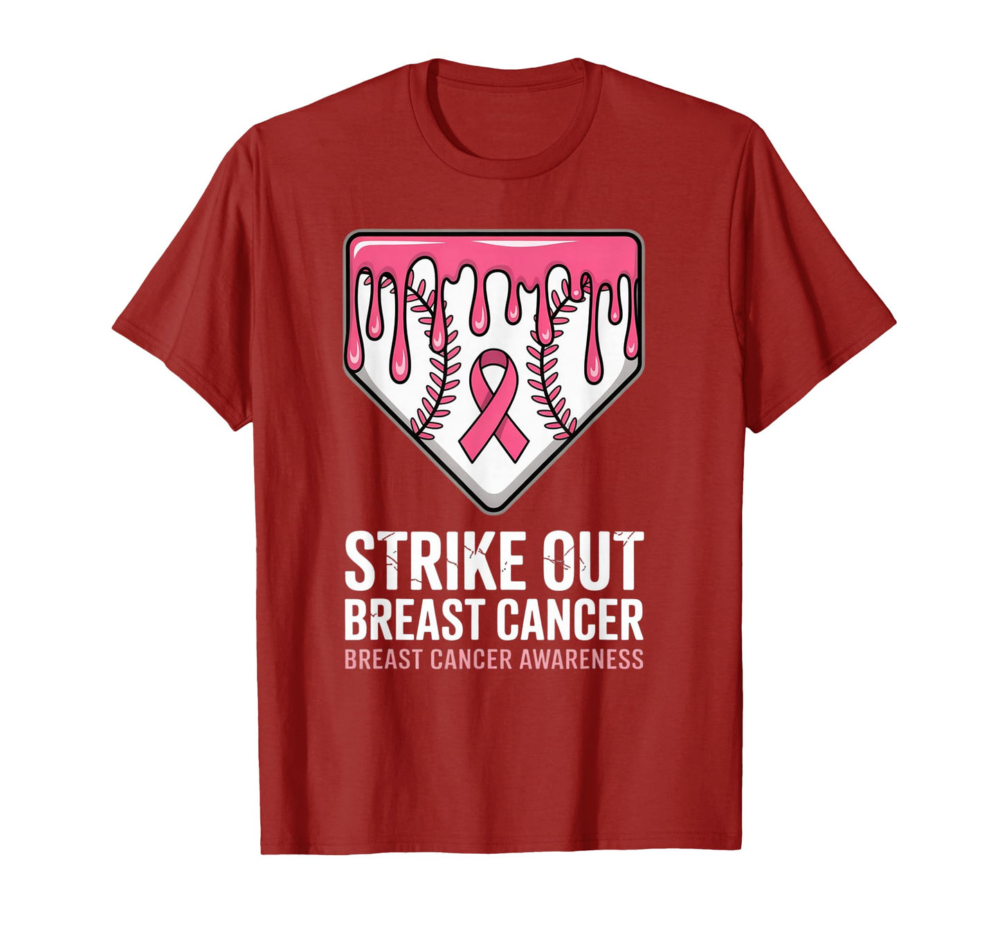 Strike Out Breast Cancer Baseball Awareness Pink Ribbon T-Shirt