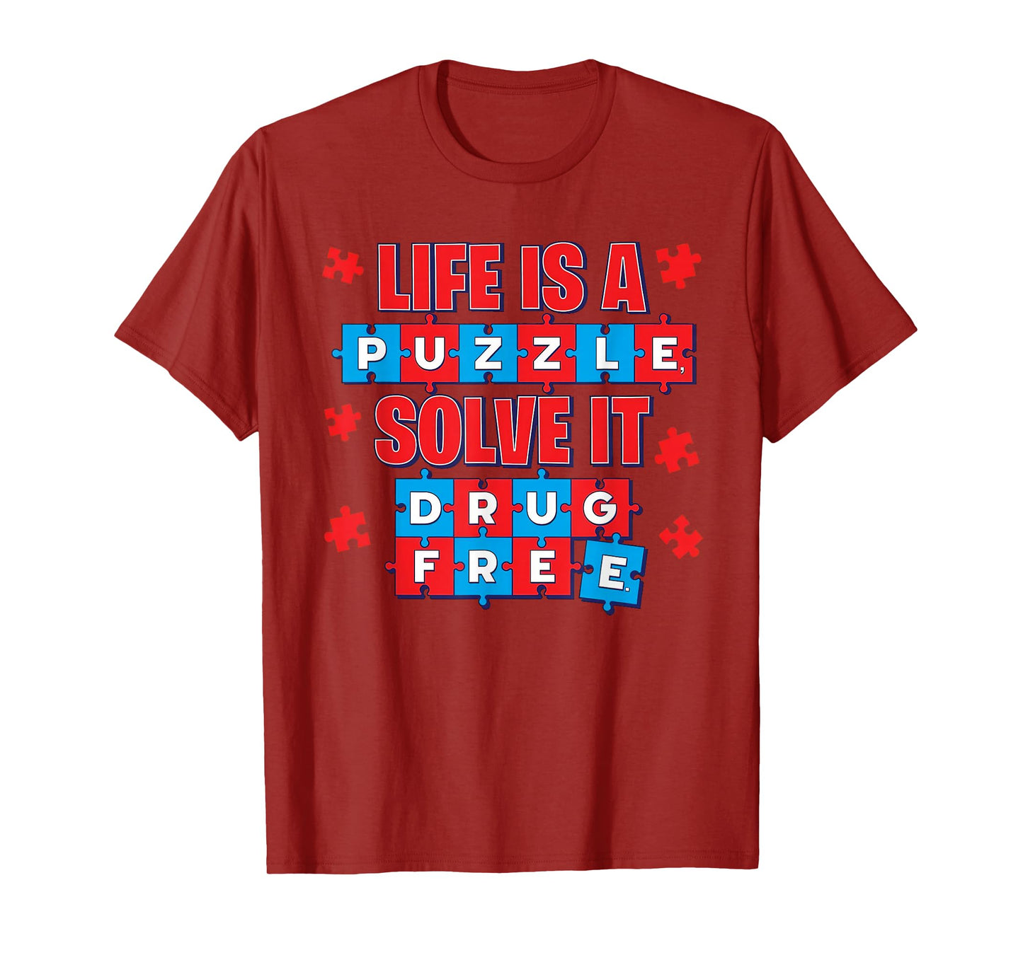 Red Ribbon Week Awareness Puzzle Red Ribbon Week 2025 T-Shirt