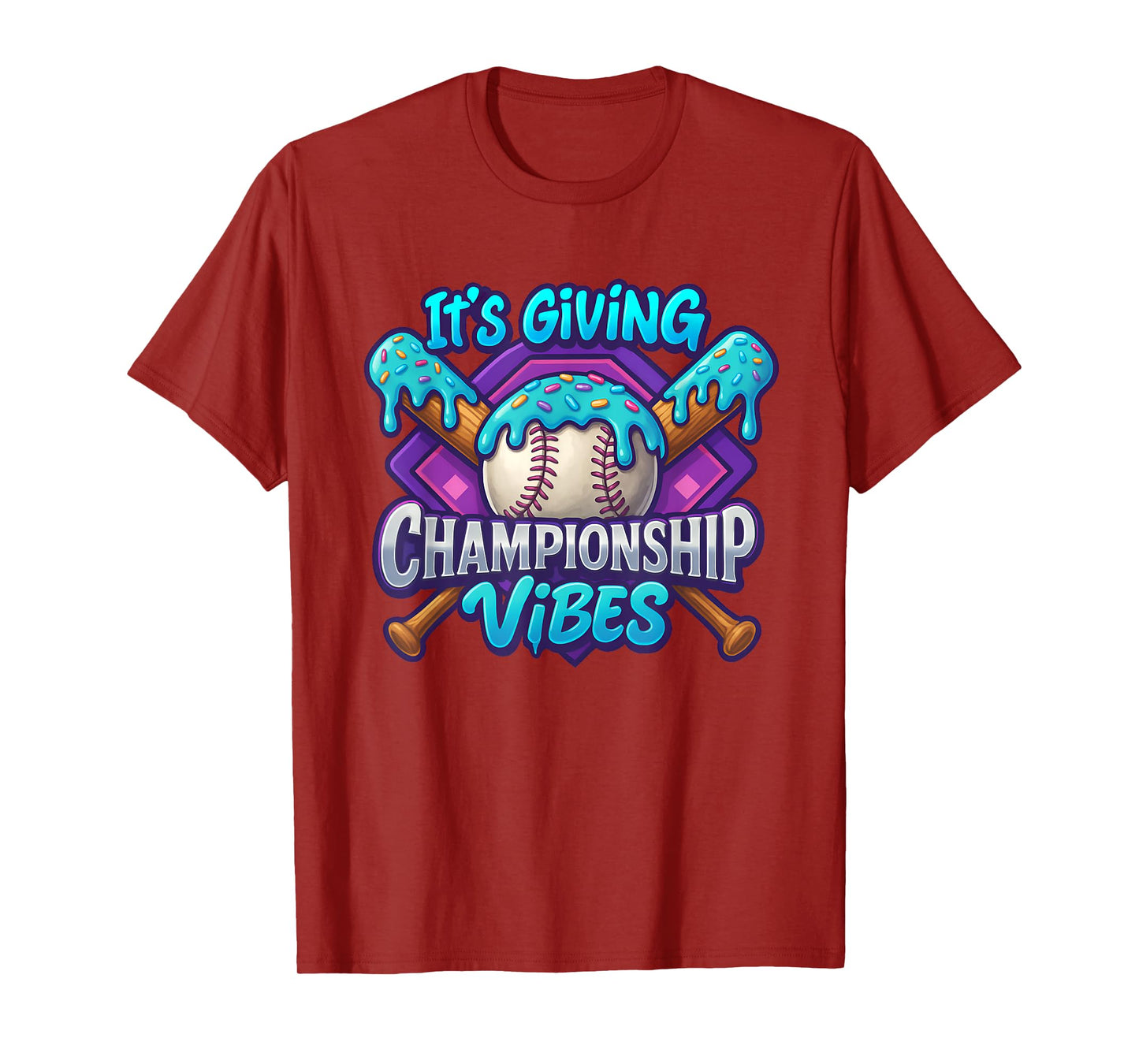 Baseball Drip Ice Cream Drip Its Giving Championship Vibes T-Shirt
