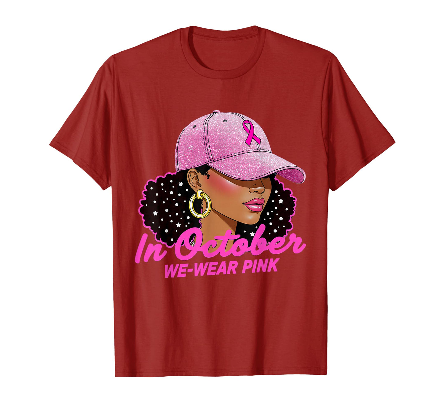 in October We Wear Pink Black Women Breast Cancer Awareness T-Shirt