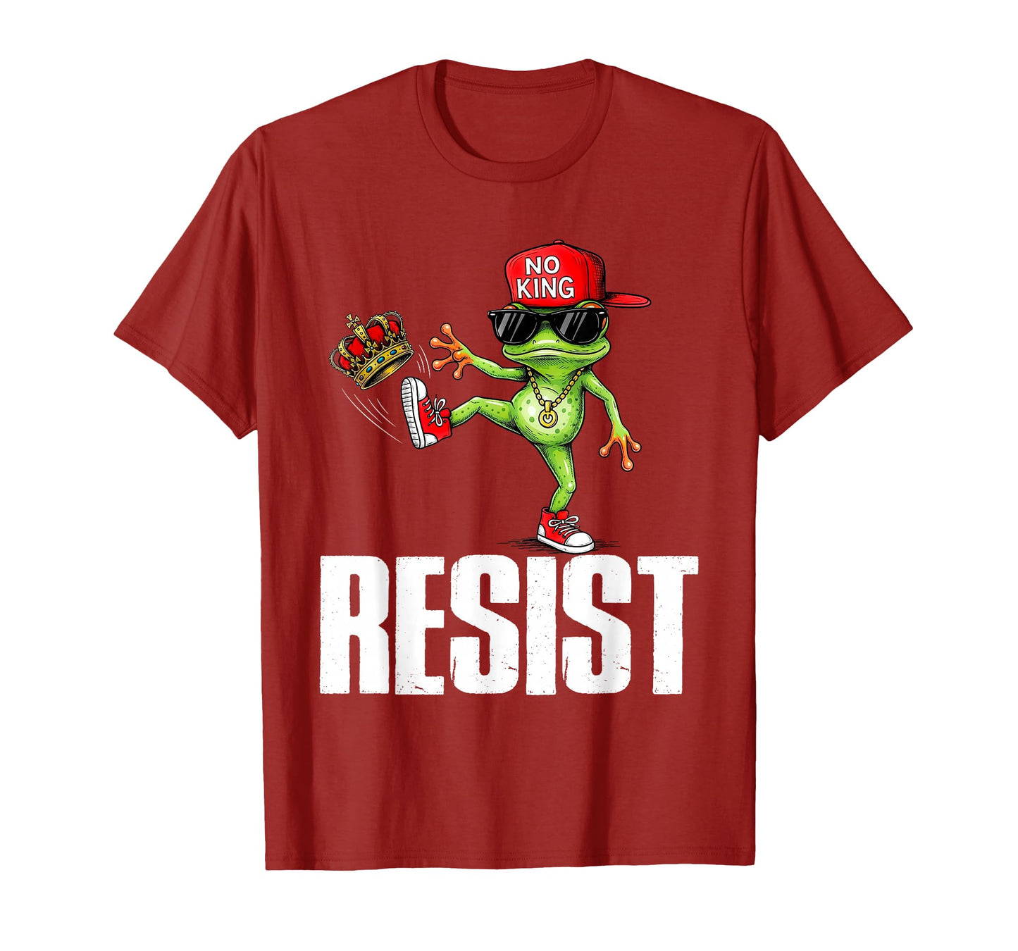 Vintage Cool Frog Resist No King Graphic Retro Streetwear T-Shirt