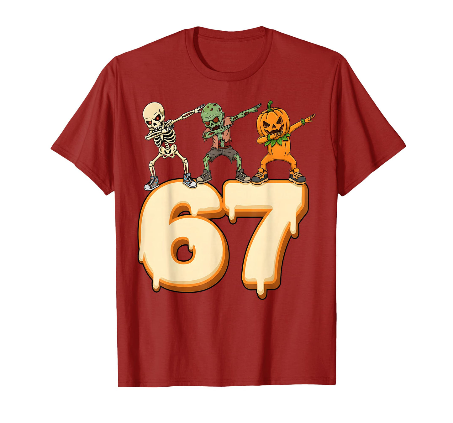 Six Seven Funny Kids Skeleton Gen Z Slang 67 Halloween Meme T-Shirt