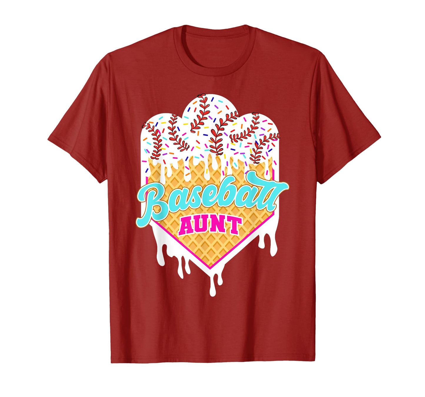 Baseball Aunt Ice Cream Drip Sweet Baseball Game Day Sport T-Shirt